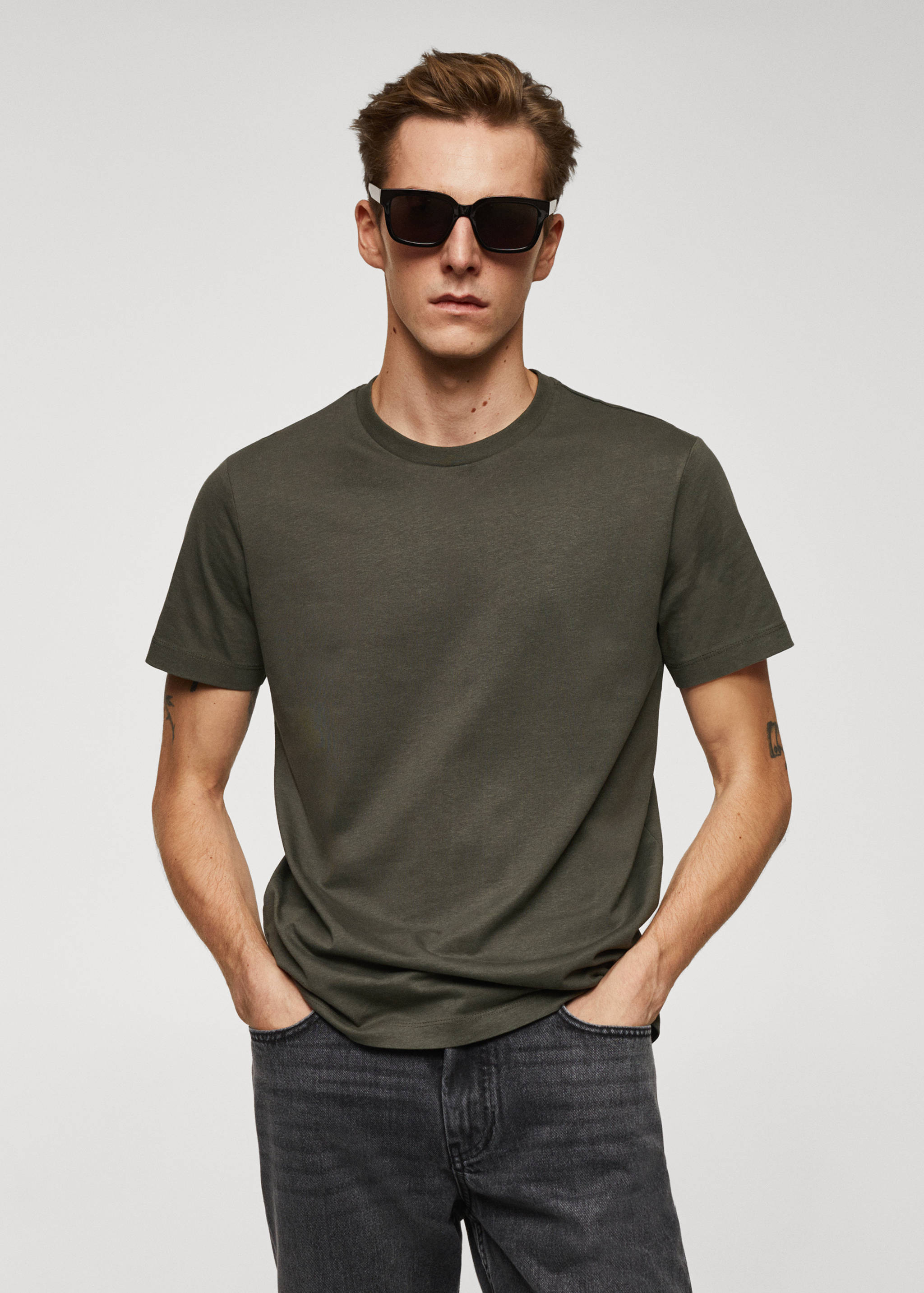 Essential cotton-blend T-shirt - Medium plane