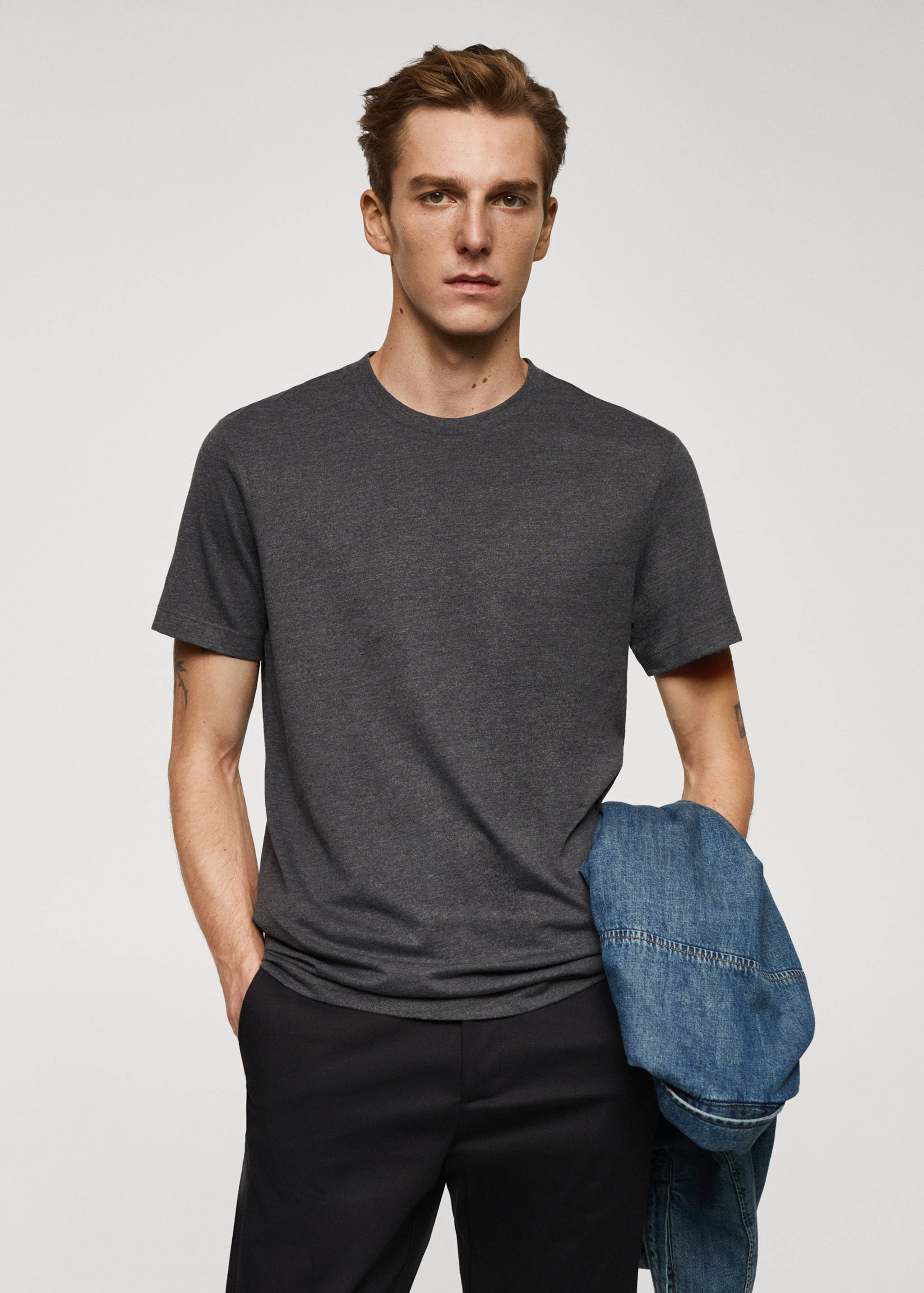 Essential cotton-blend T-shirt - Medium plane