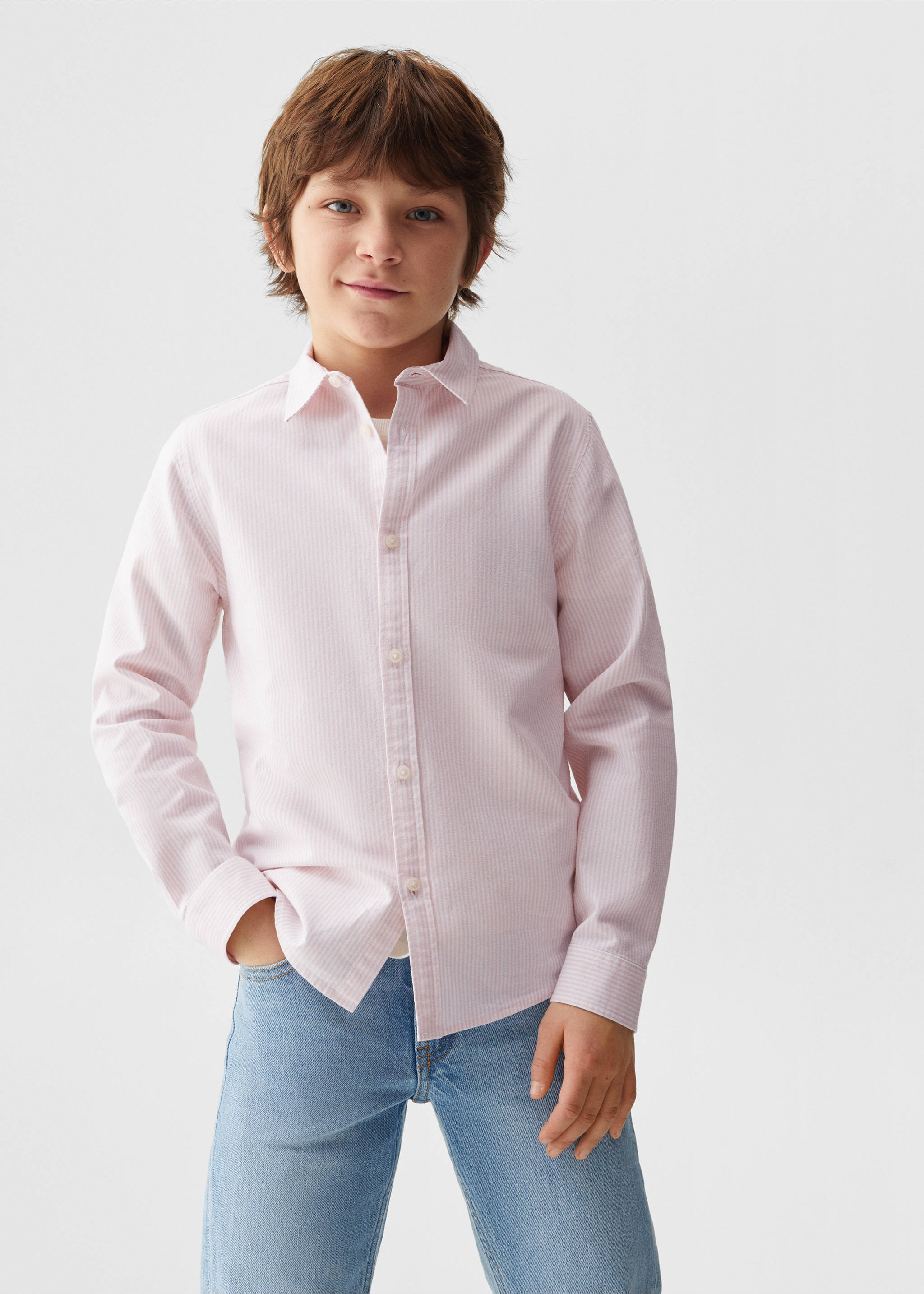 Gestreept Oxford overhemd - Middenvlak, Roze. Ref: 67040657-00.