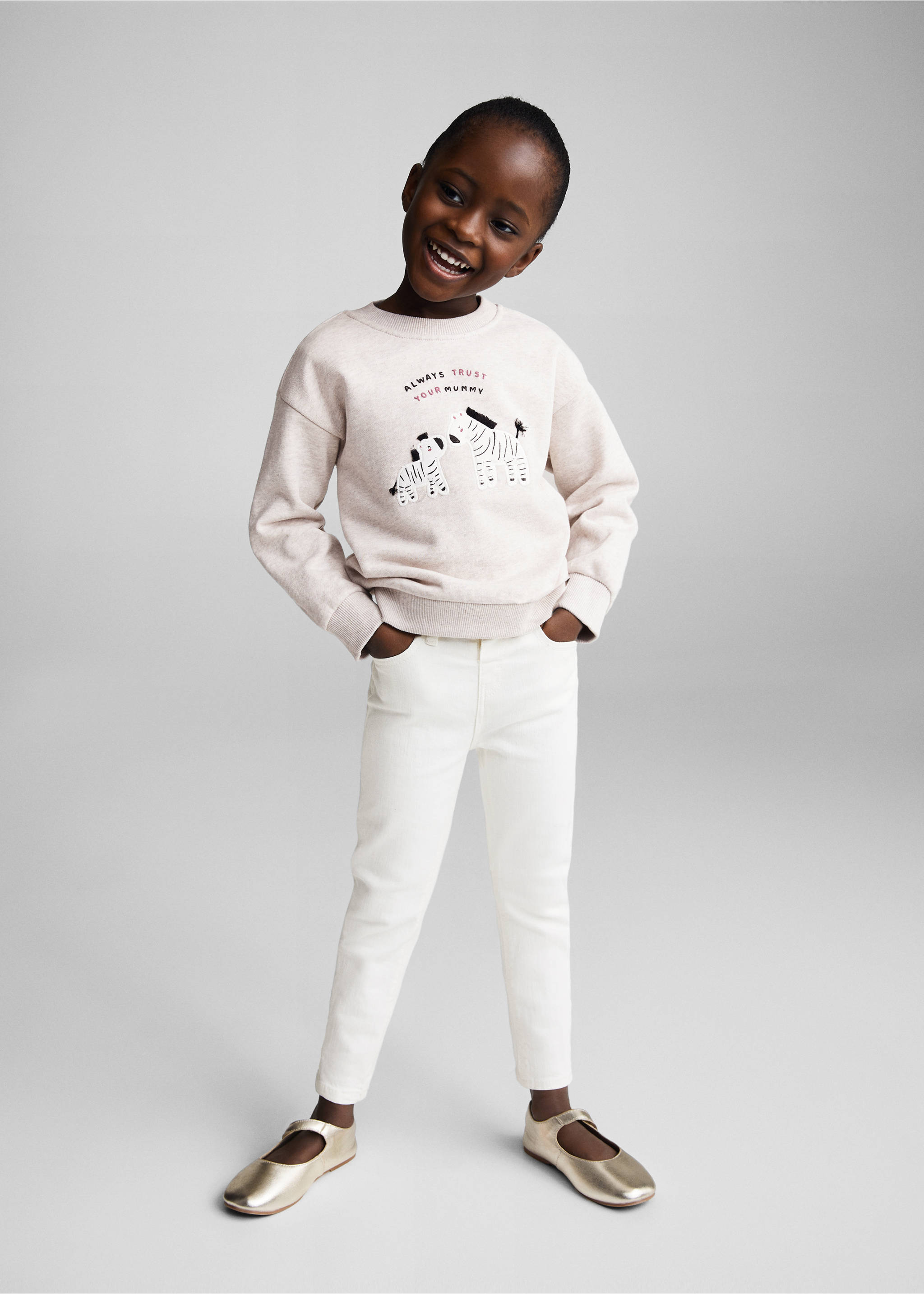 Printed cotton sweatshirt - General plane, Sand. Ref: 67040660-00.