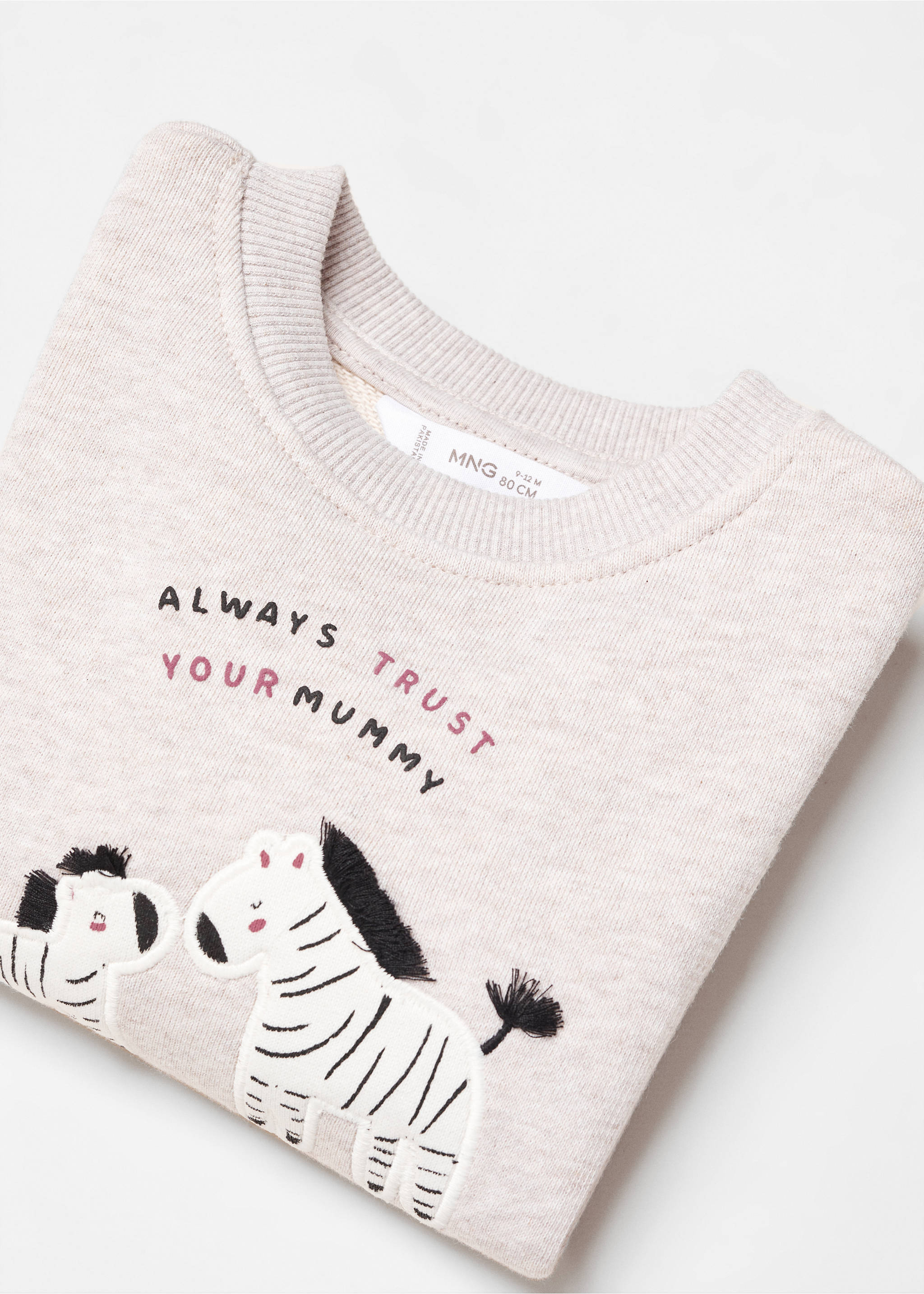Printed cotton sweatshirt - Details of the article 8, Sand. Ref: 67040660-00.