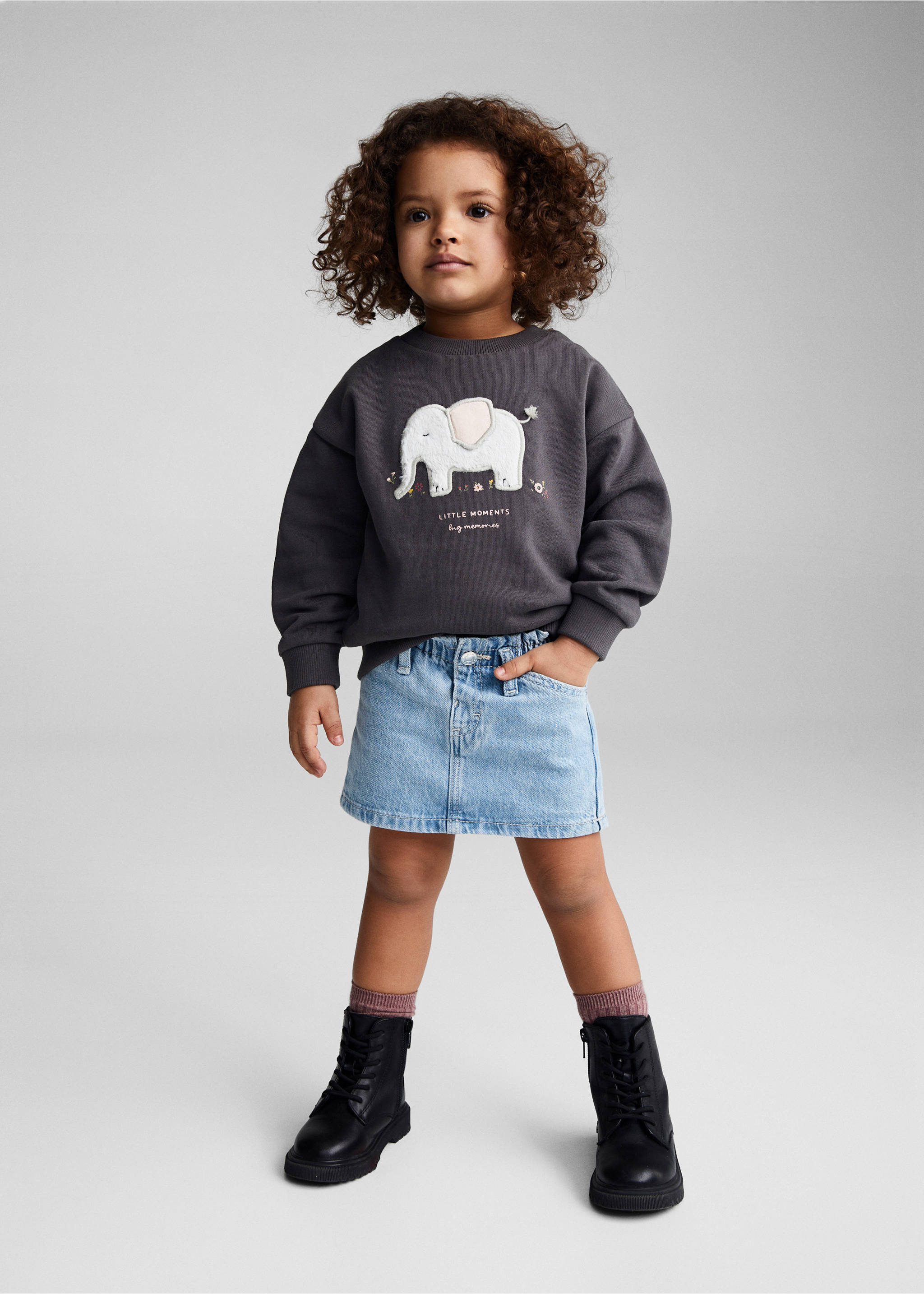 Printed cotton sweatshirt - General plane, Charcoal. Ref: 67040661-00.