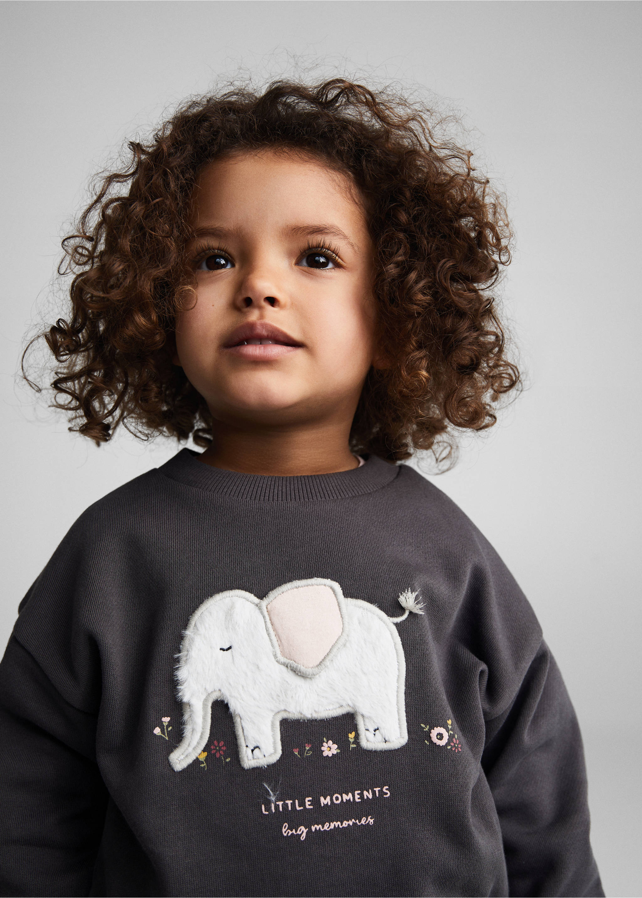 Printed cotton sweatshirt - Details of the article 1, Charcoal. Ref: 67040661-00.