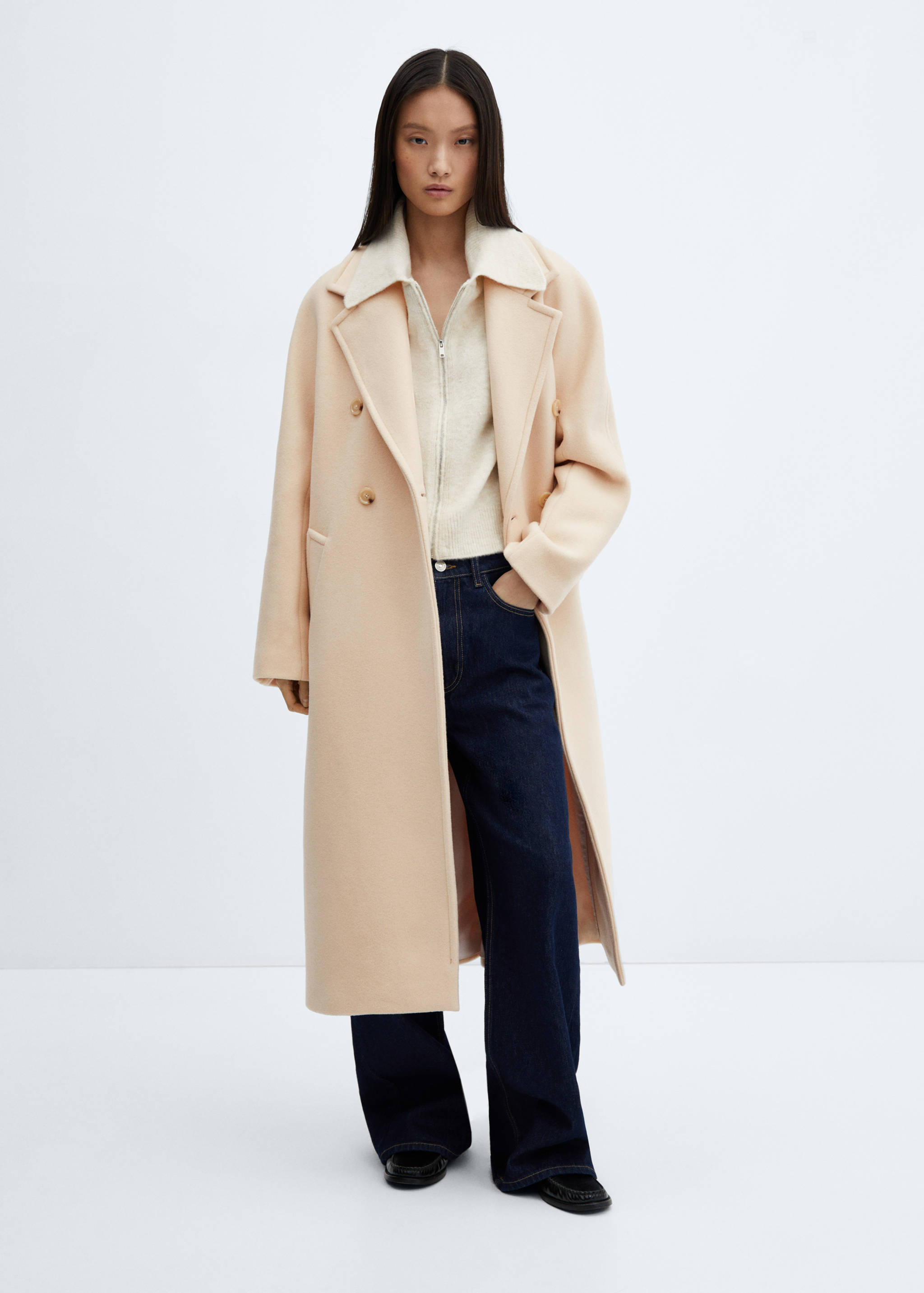 Manteco wool coat with lapels - General plane