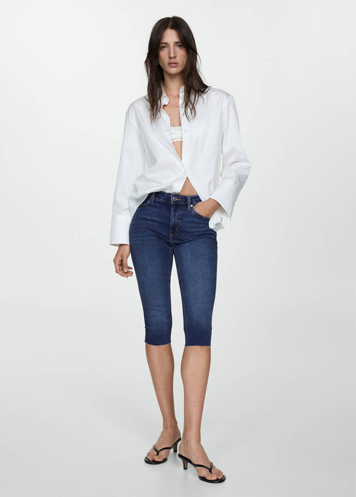 MANGO - Jean slim capri bleu foncé - 32