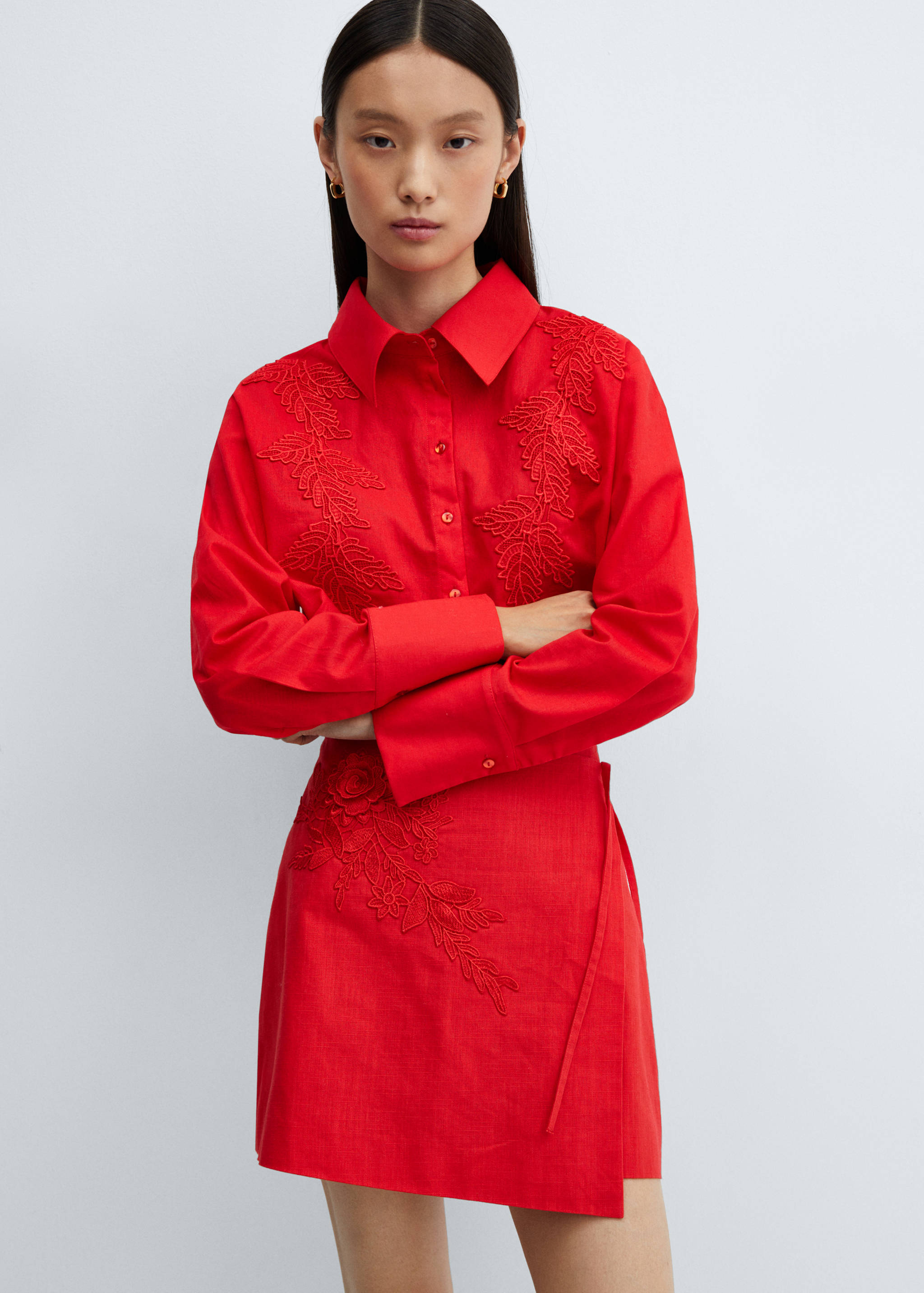 Embroidered cotton skirt - Details of the article 1