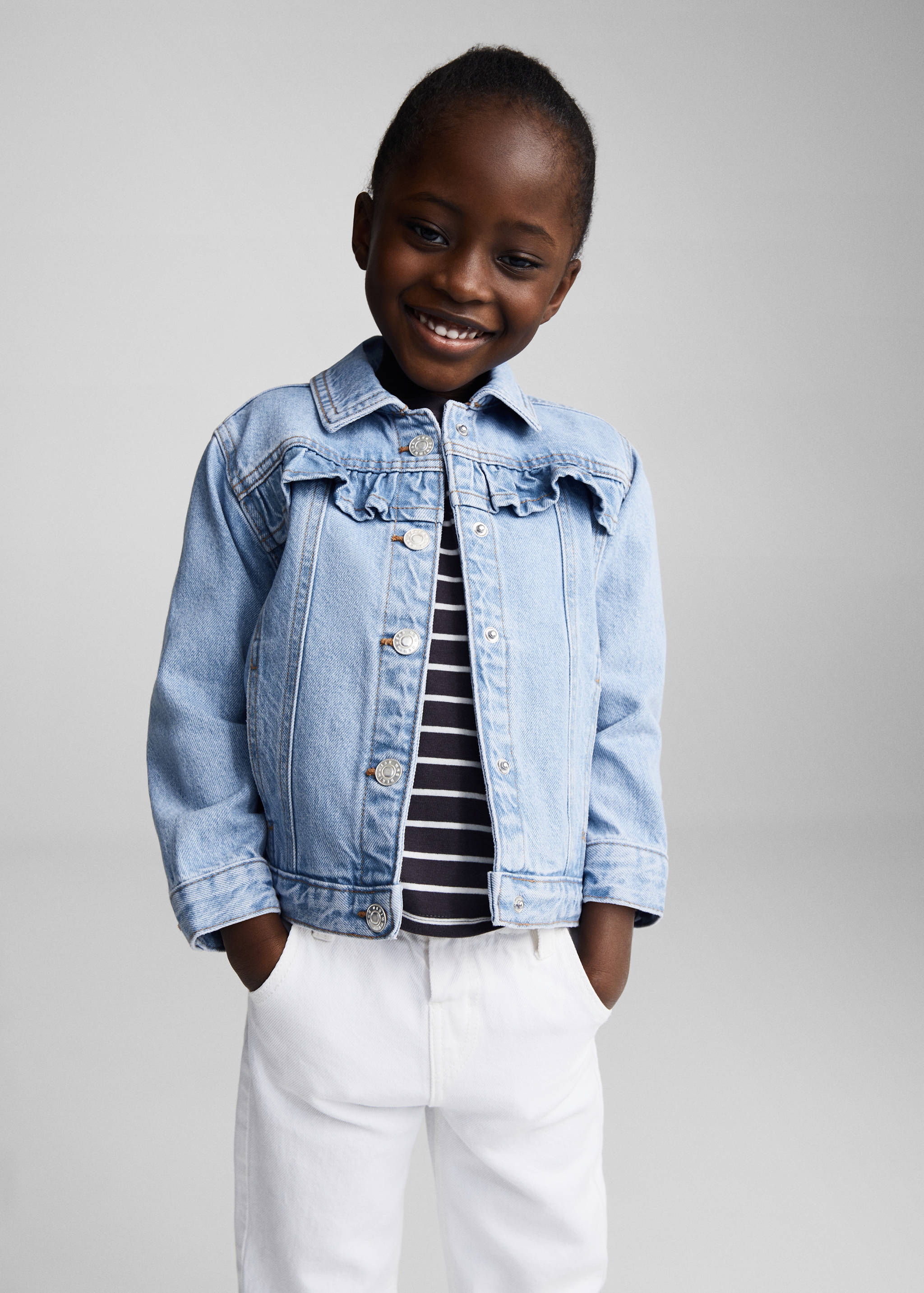 Ruffled denim jacket - Medium plane