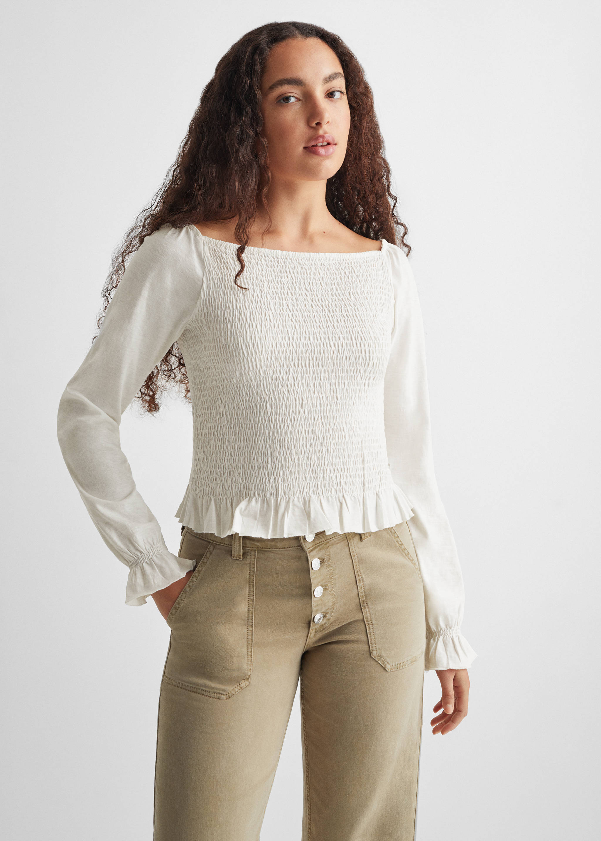 Long-sleeved t-shirt with ruffles - Medium plane