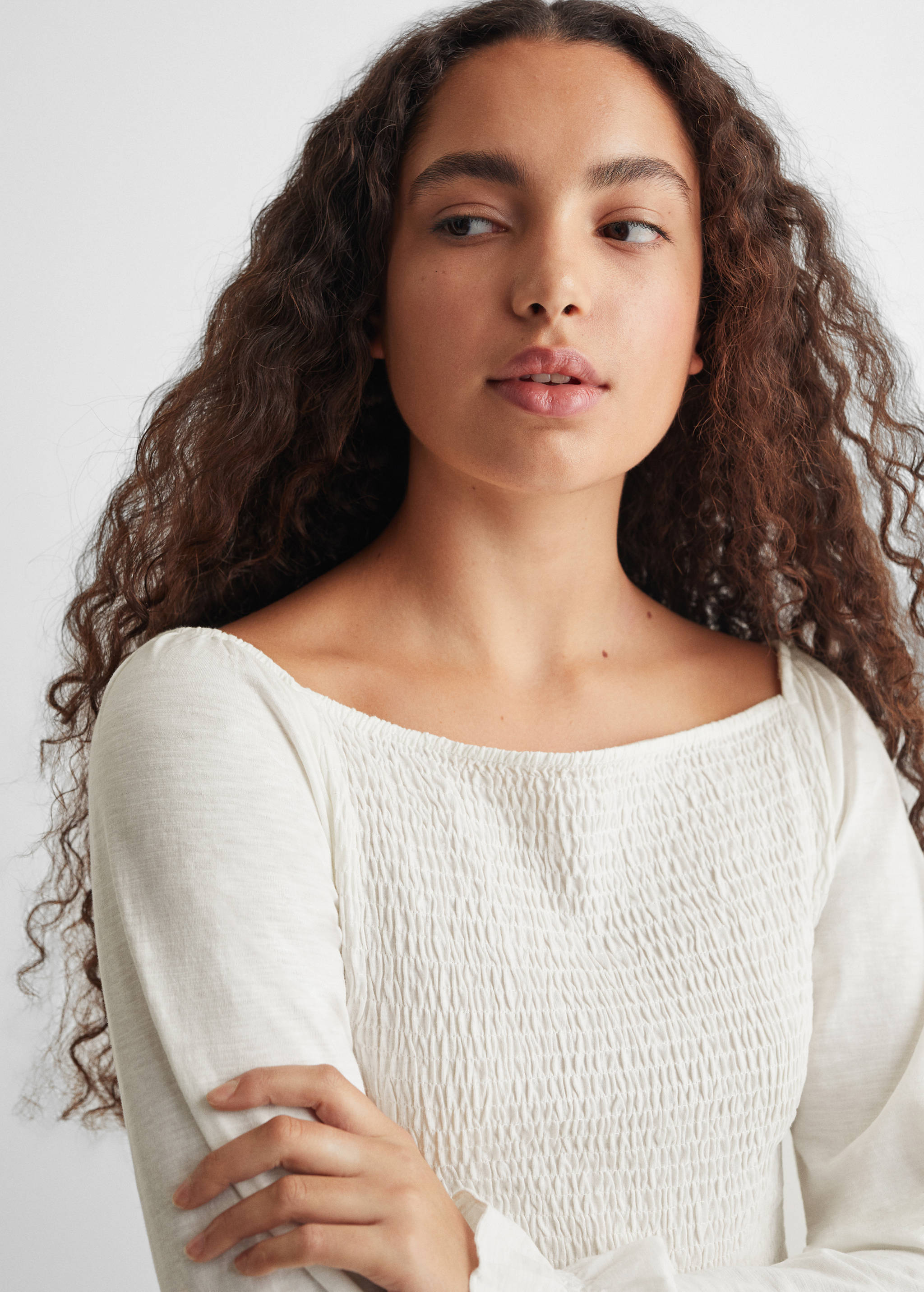 Long-sleeved t-shirt with ruffles - Details of the article 1