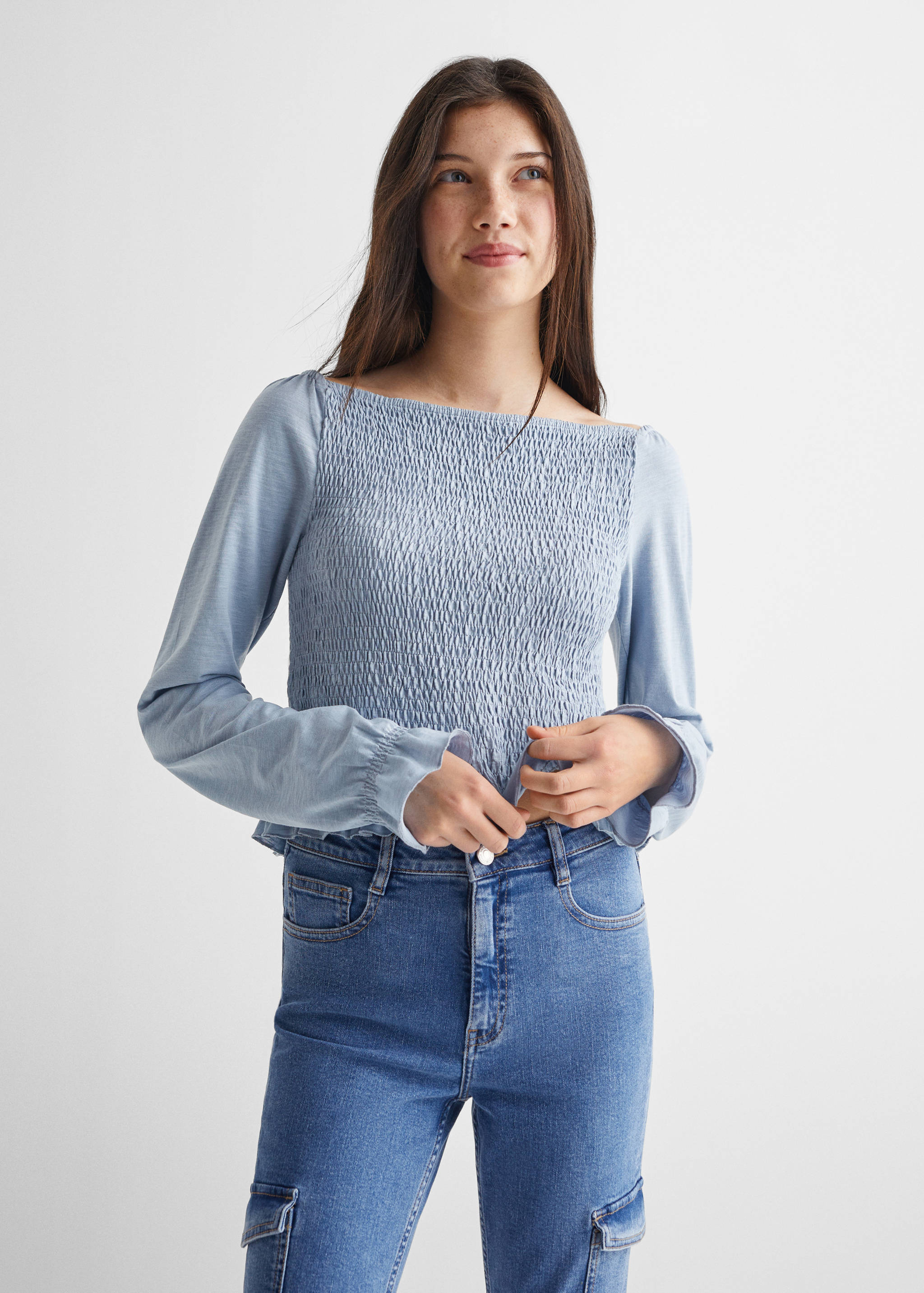 Long-sleeved t-shirt with ruffles - Medium plane