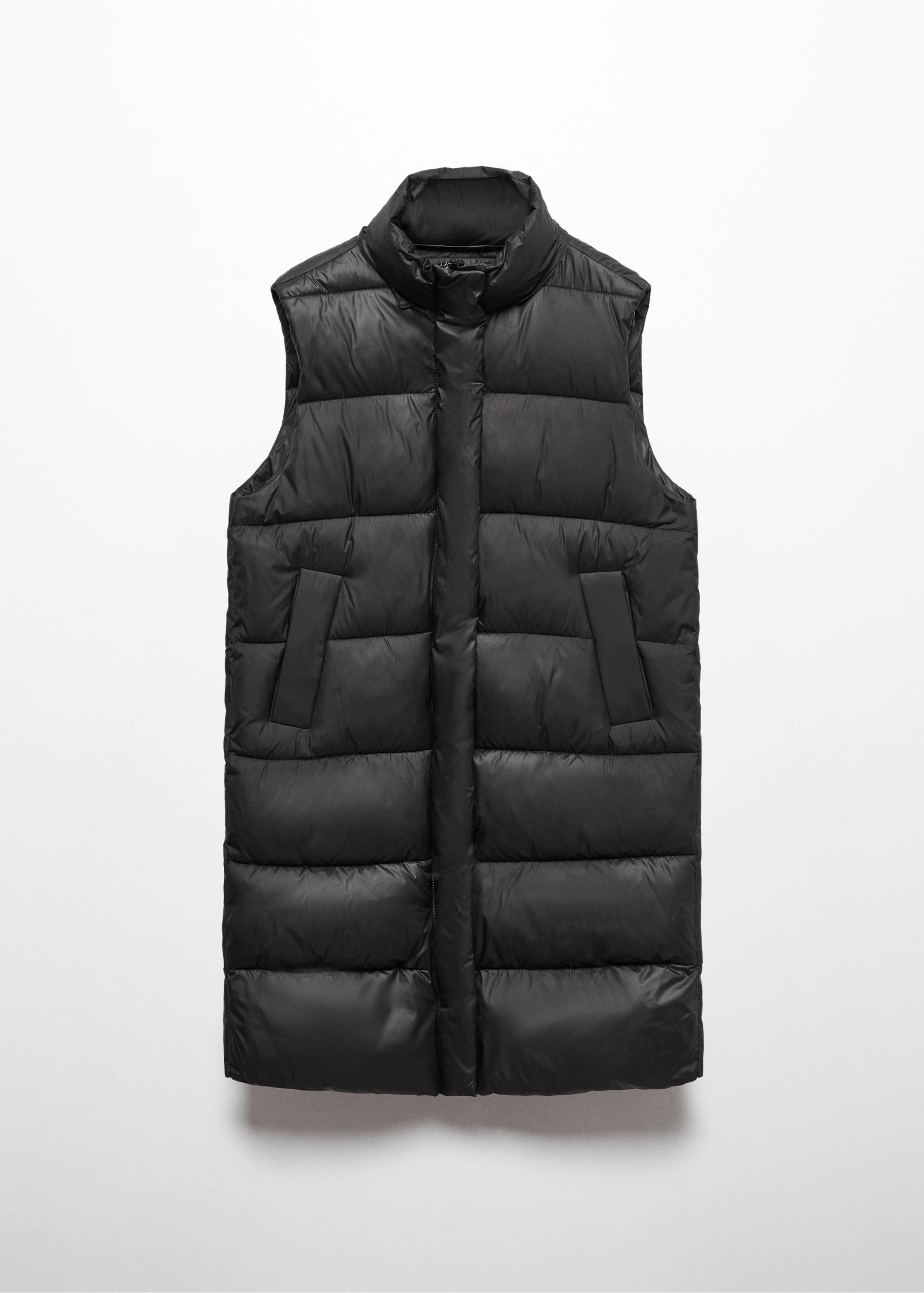 Quilted gilet with hood - Details of the article 8, Black. Ref: 67043262-00.