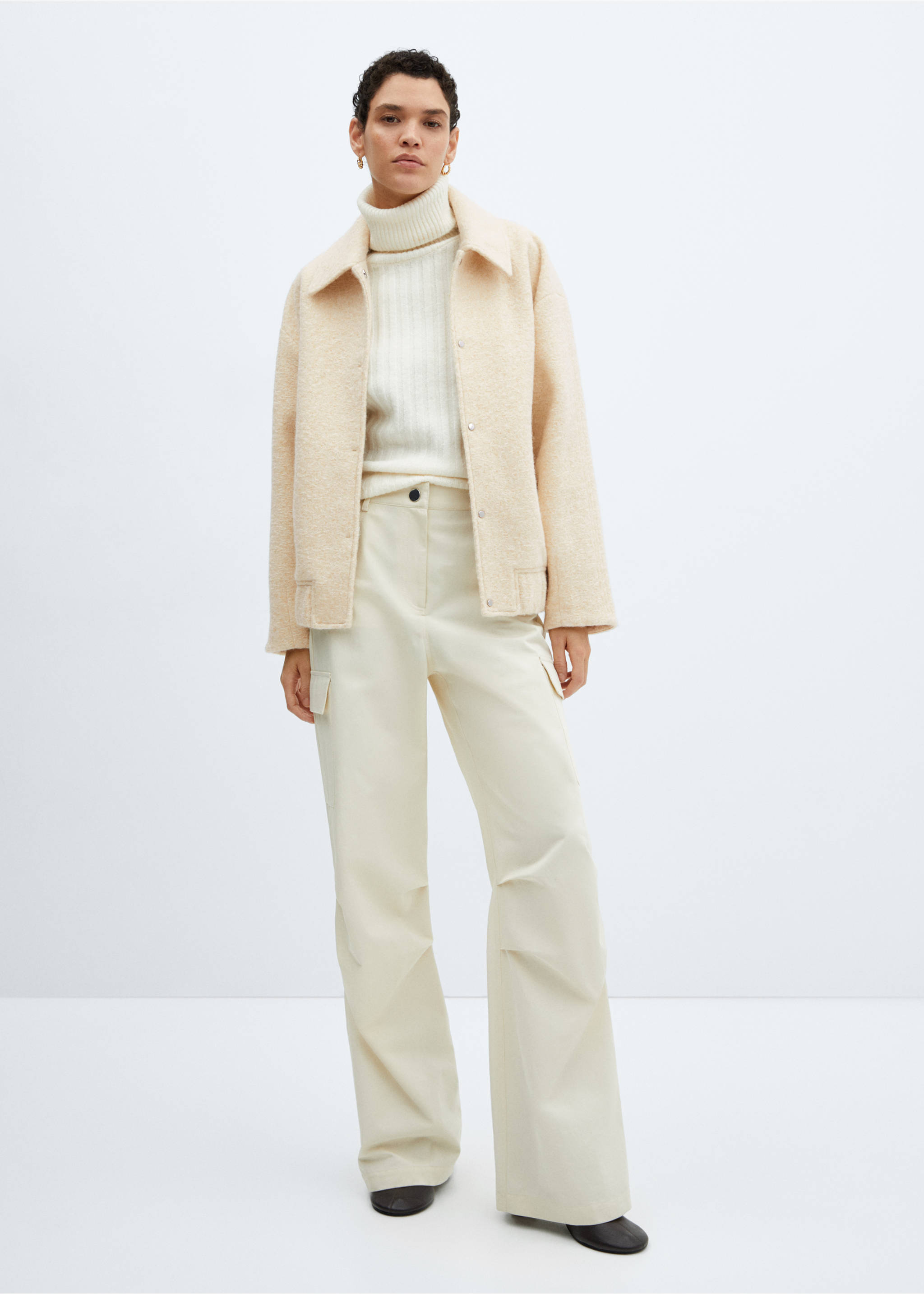 Chaqueta bomber oversize - Plano general, Amarillo pastel. Ref: 67043263-00.
