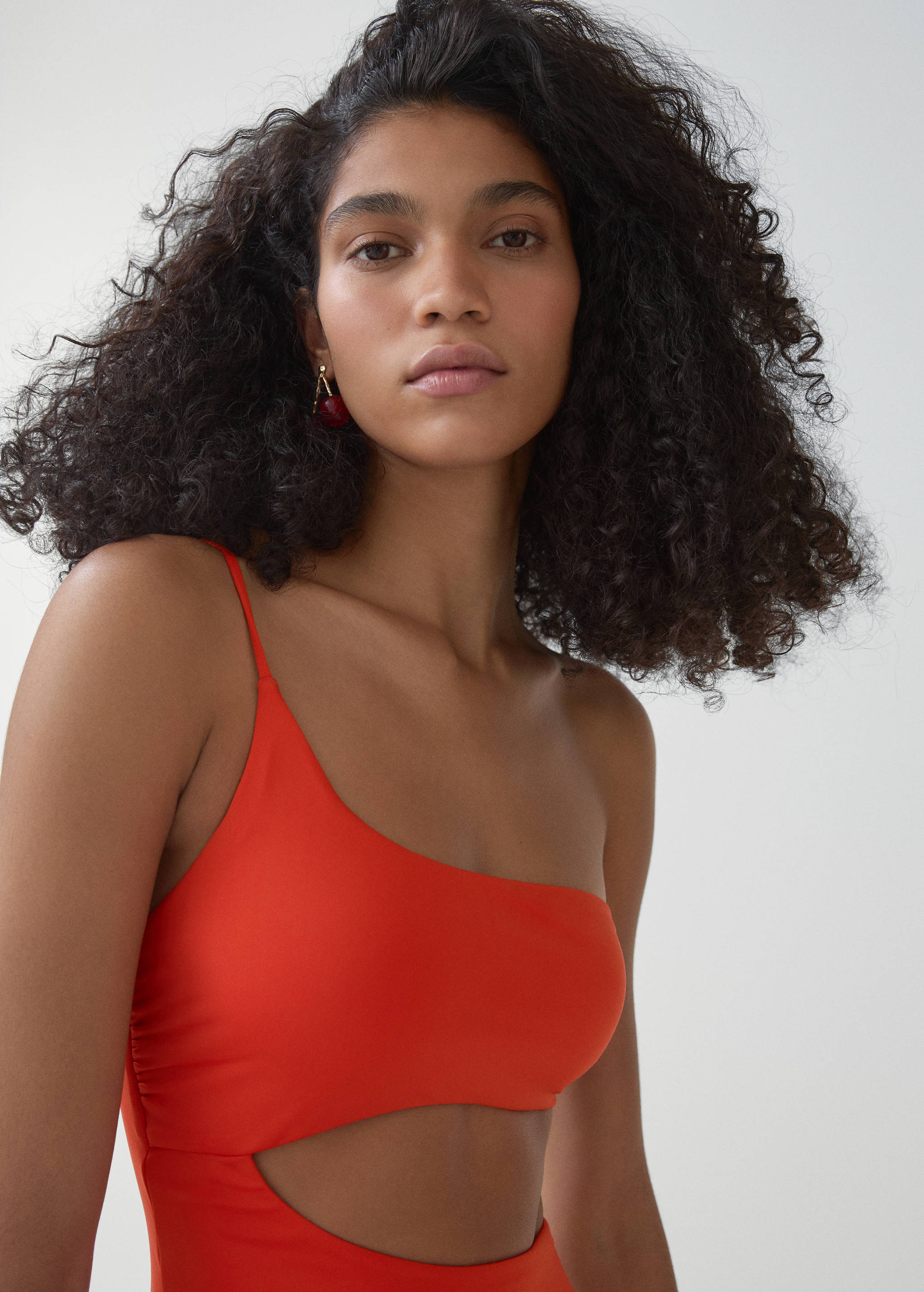 不对称镂空泳衣 - null