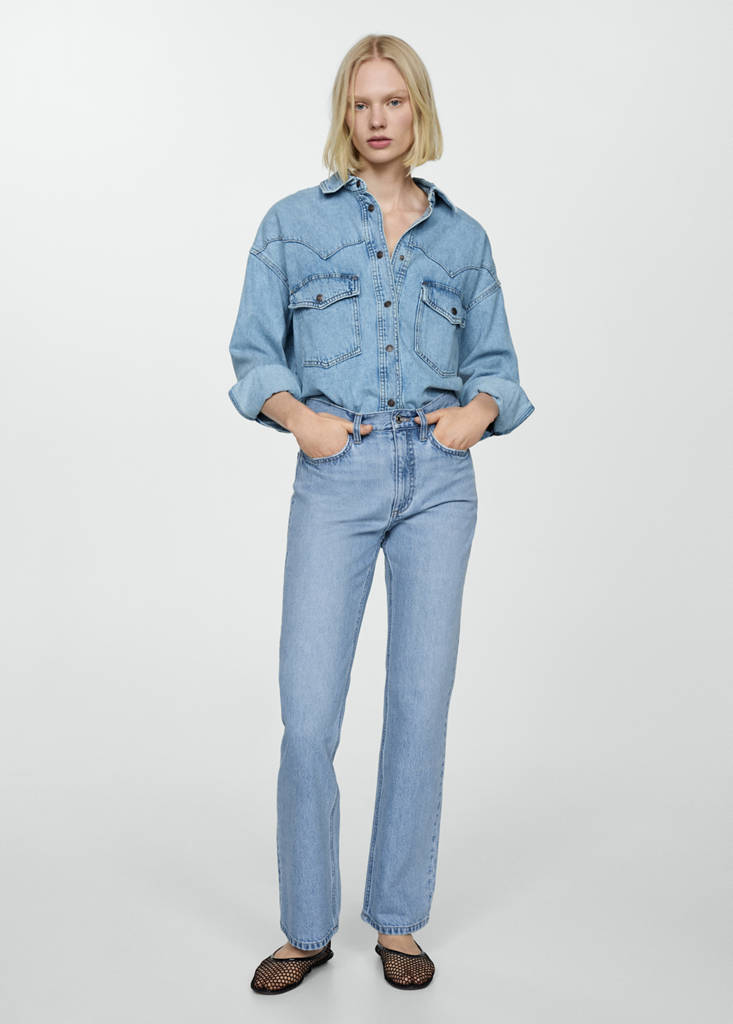 Mid-rise straight jeans — Medium Blue