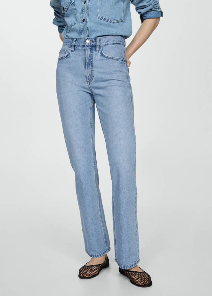 Mid-rise straight jeans — Medium Blue