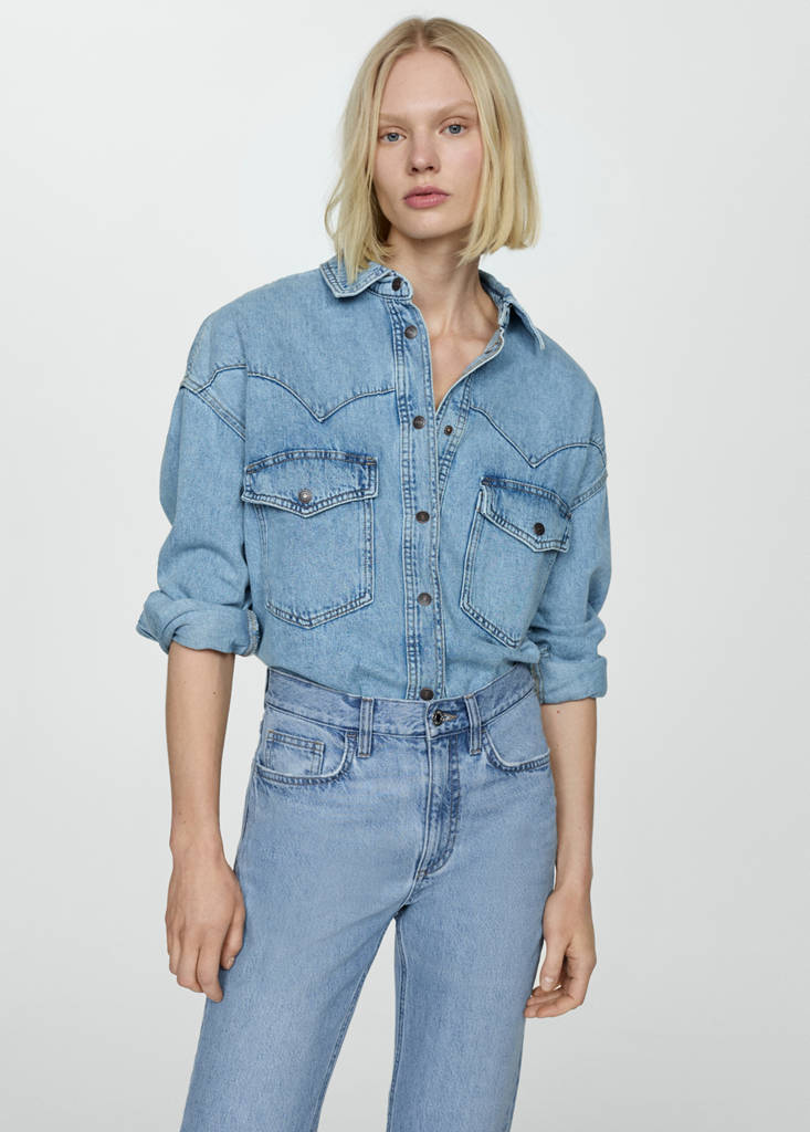 Mid-rise straight jeans — Medium Blue
