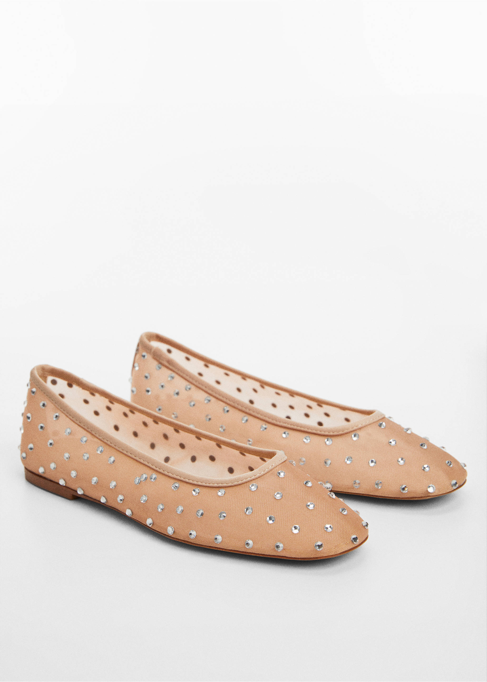 Rhinestone ballet flats - Medium plane, Nude. Ref: 67044025-00.