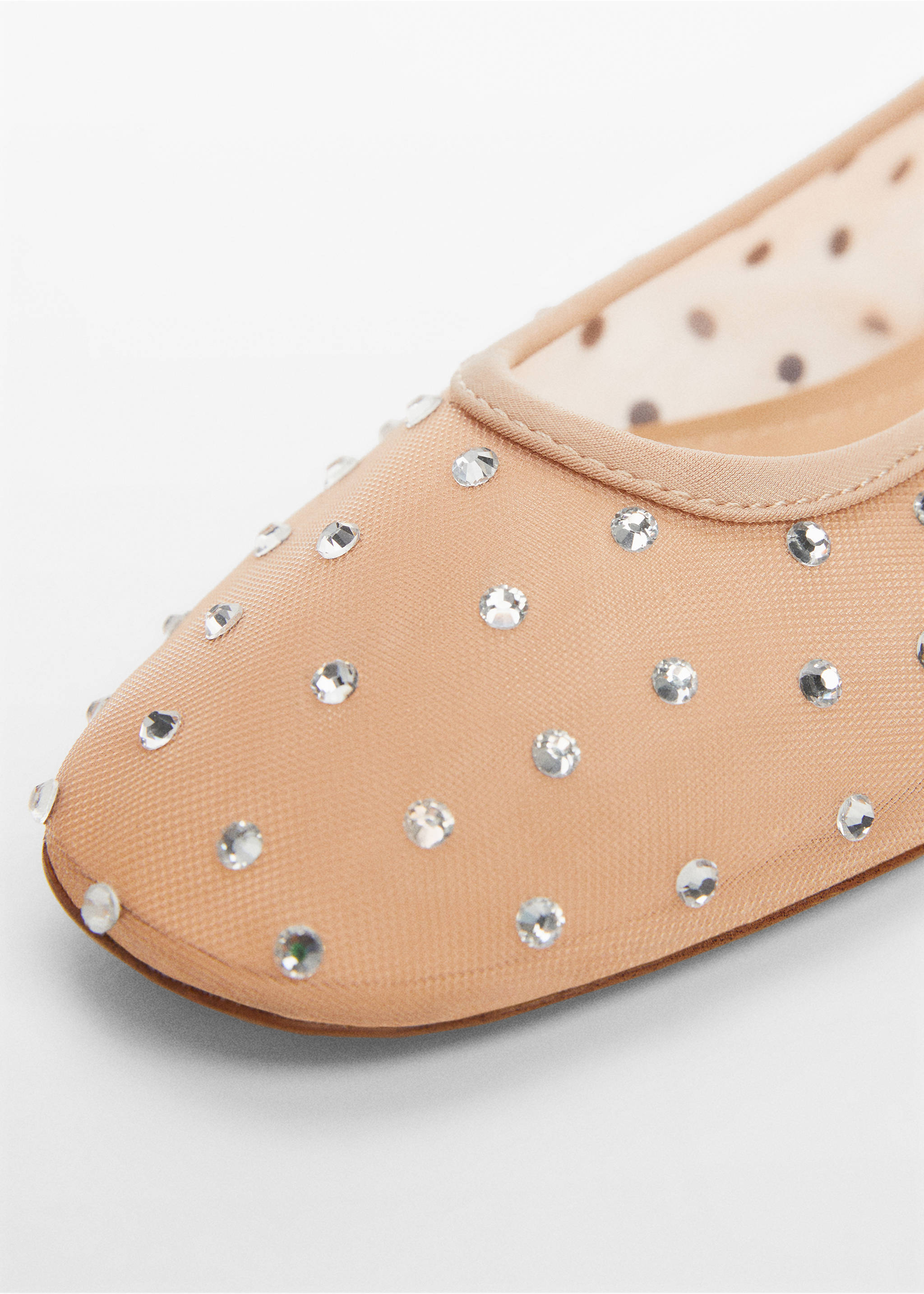 Rhinestone ballet flats - Details of the article 1, Nude. Ref: 67044025-00.