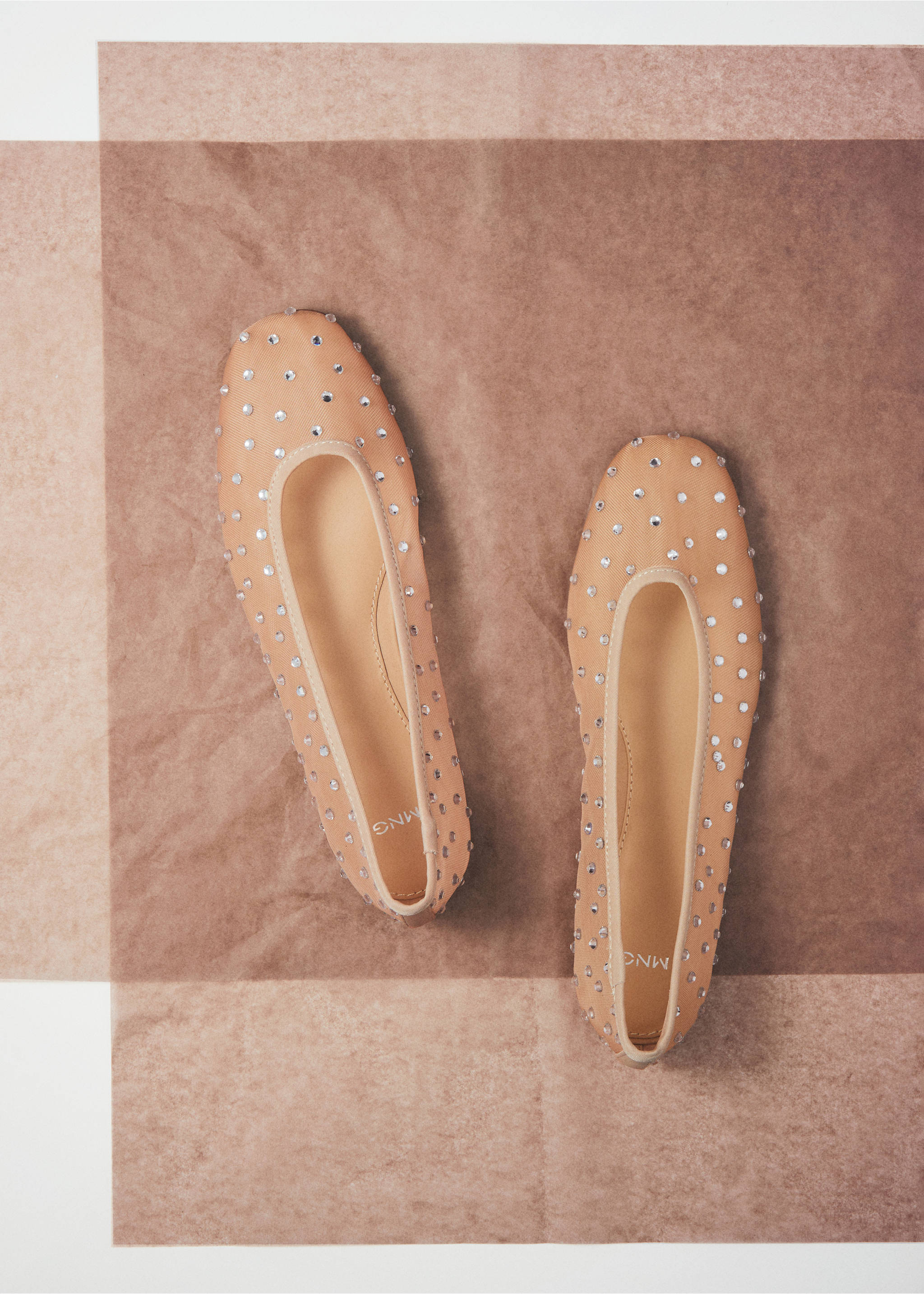 Rhinestone ballet flats - Details of the article 9, Nude. Ref: 67044025-00.