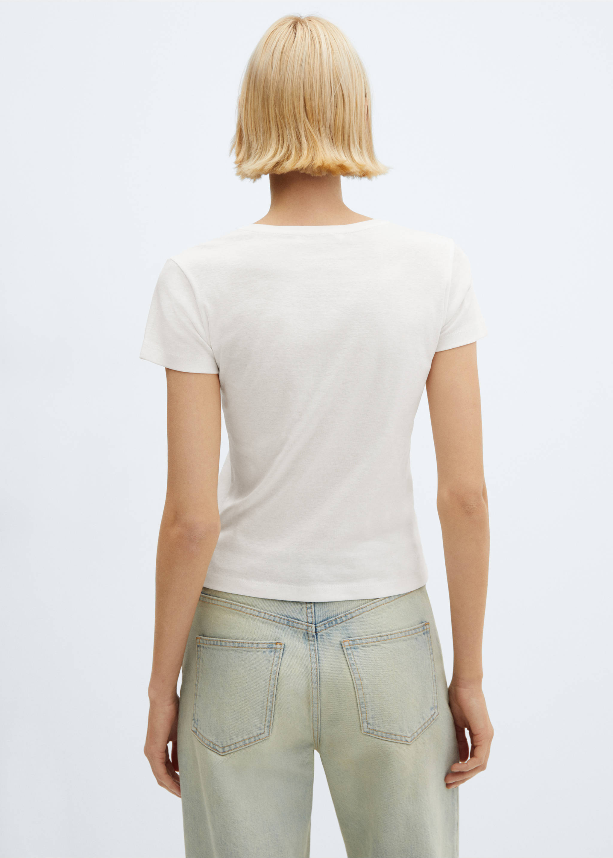 Camiseta algodón mensaje - Reverso del artículo, Blanco. Ref: 67044029-00.