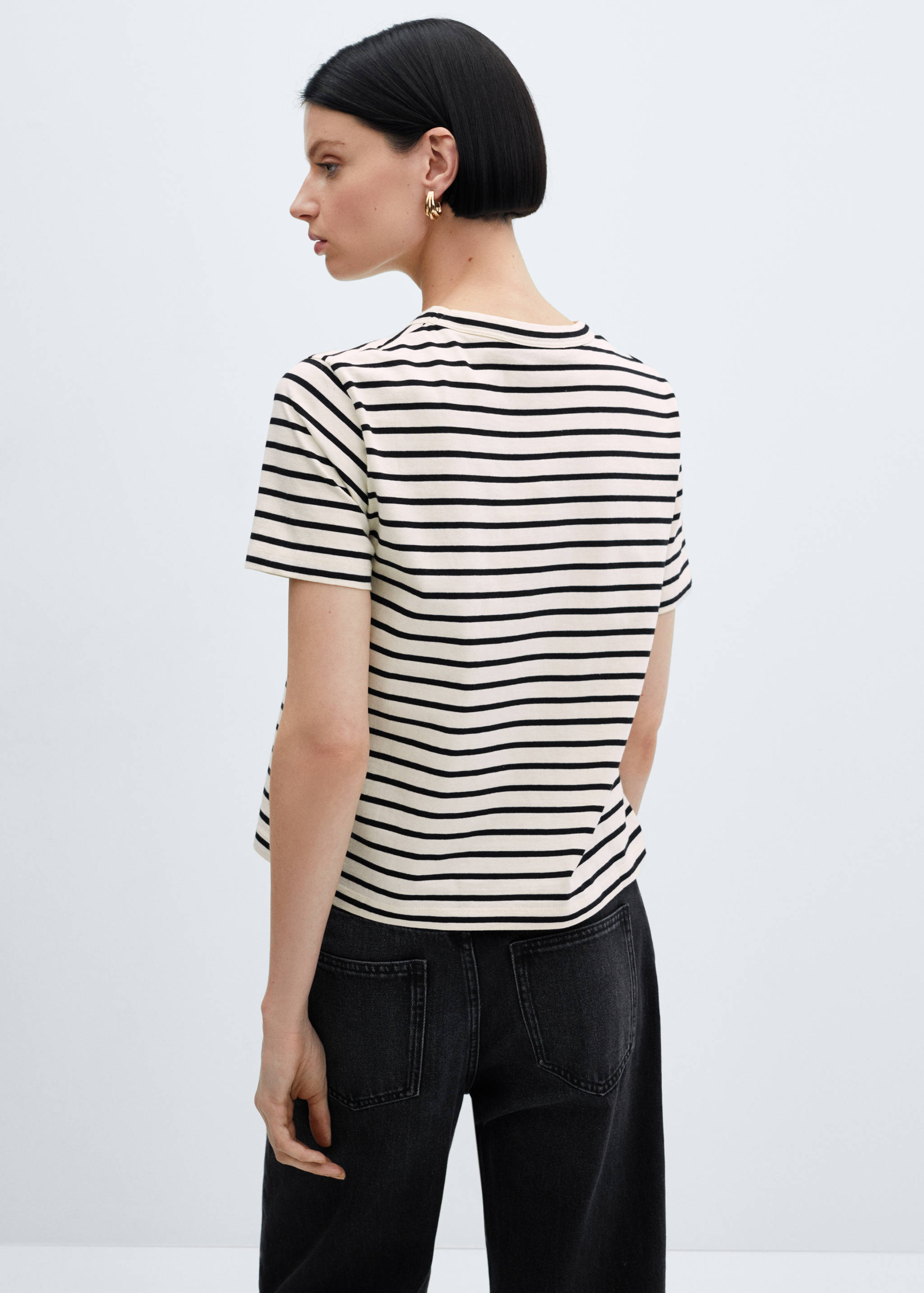 T-shirt riscas mensagem - Verso do artigo