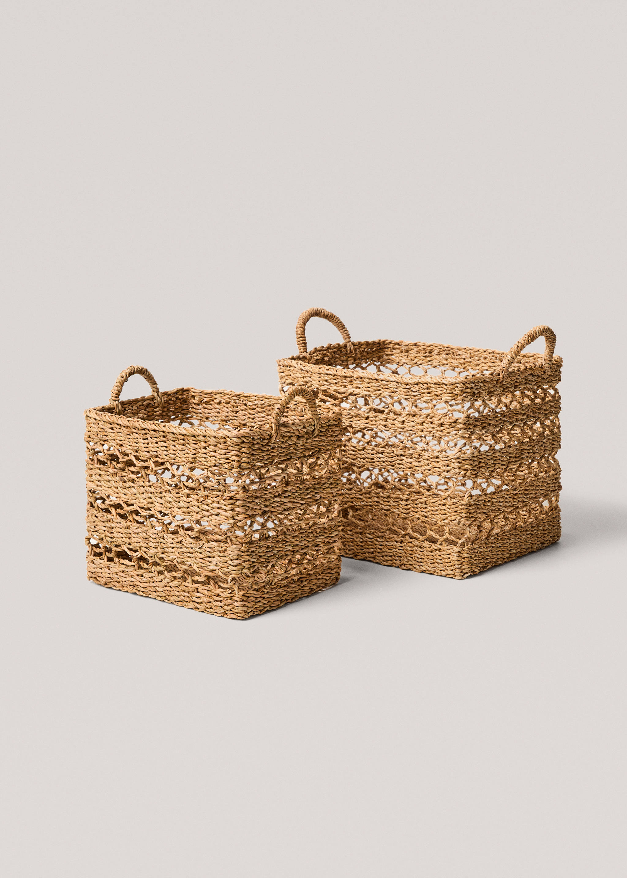 Natural fibre basket with handles 40x32cm - Details of the article 3