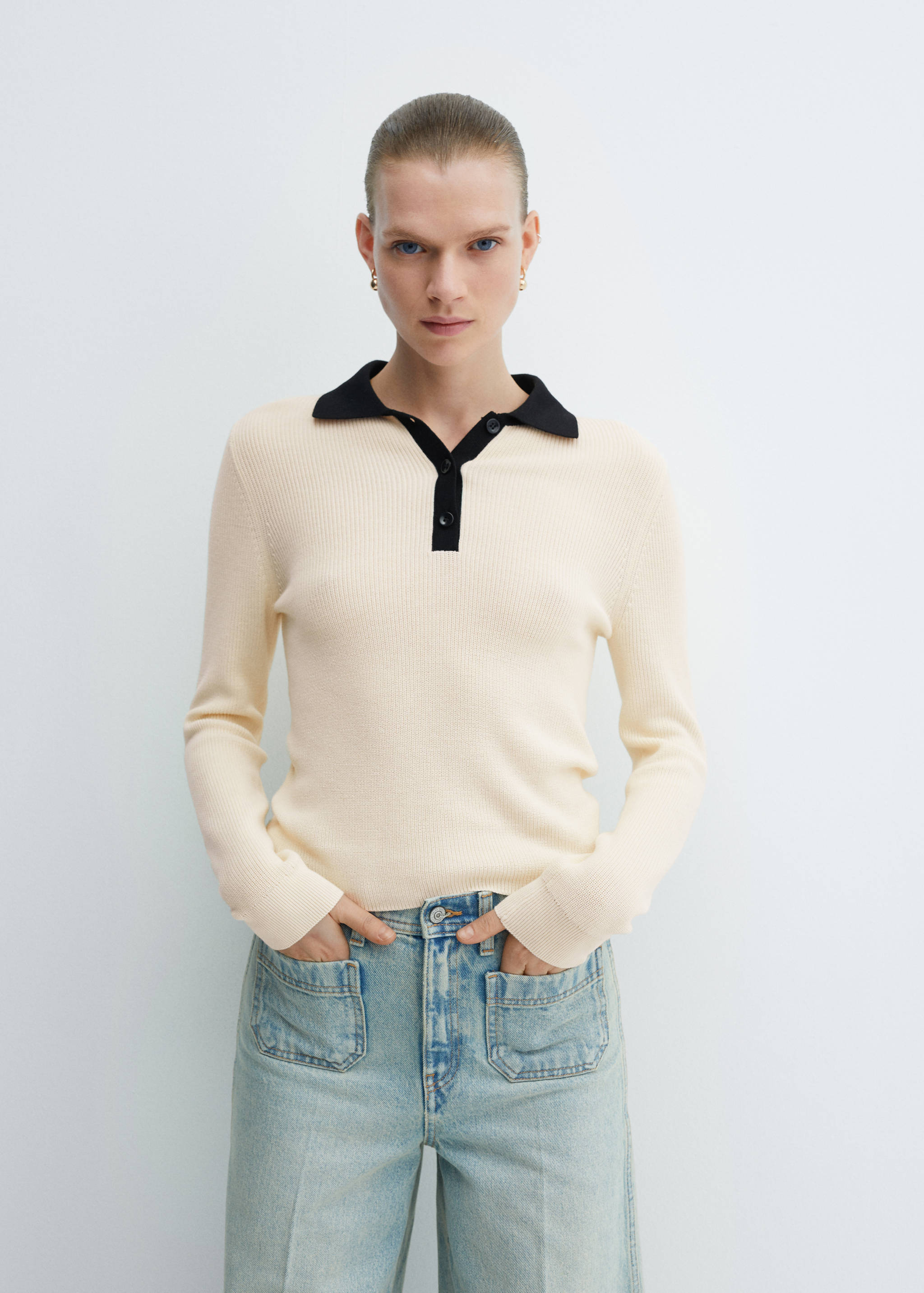 Pull-over maille col polo - Plan moyen
