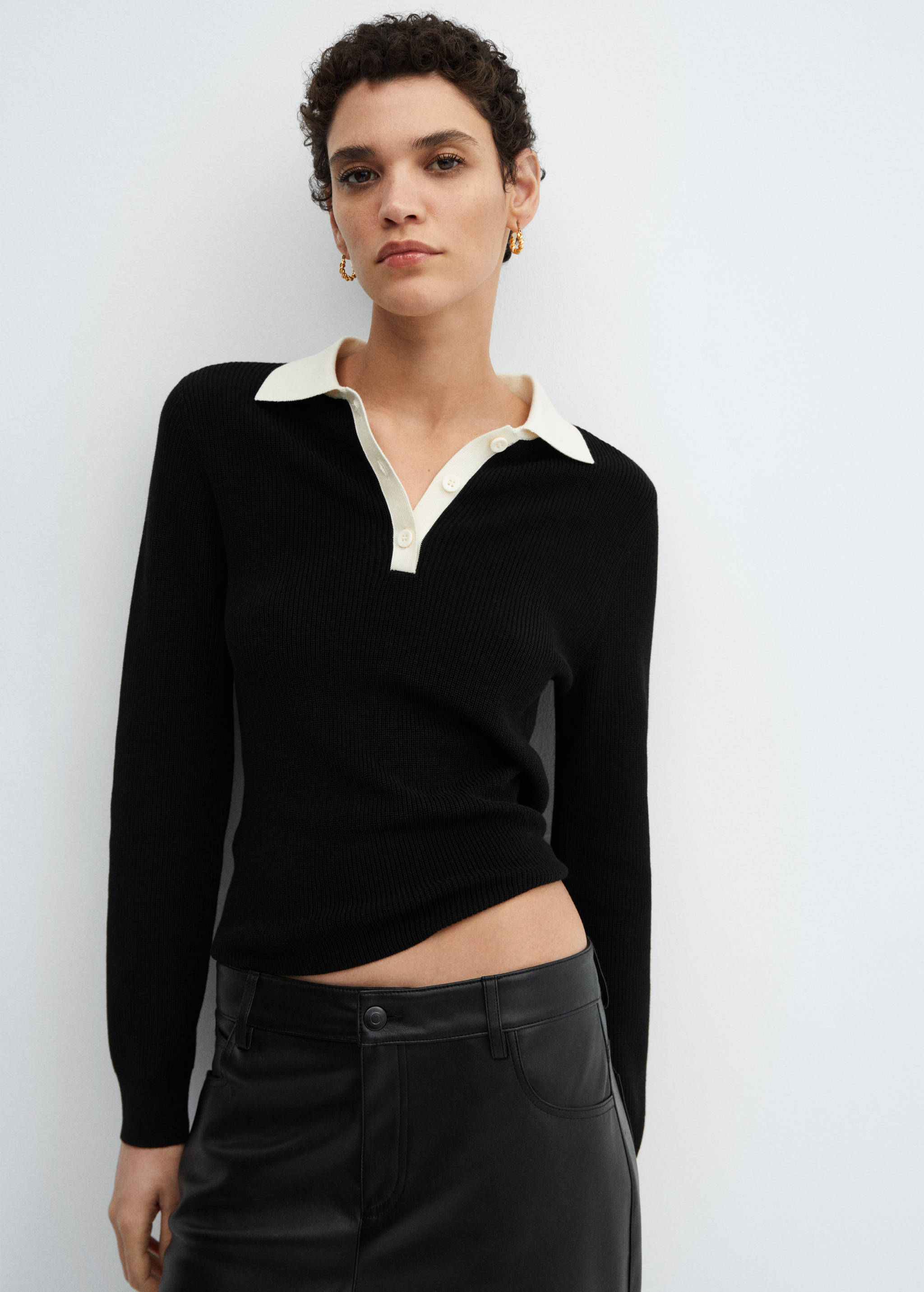Pull-over maille col polo - Plan moyen