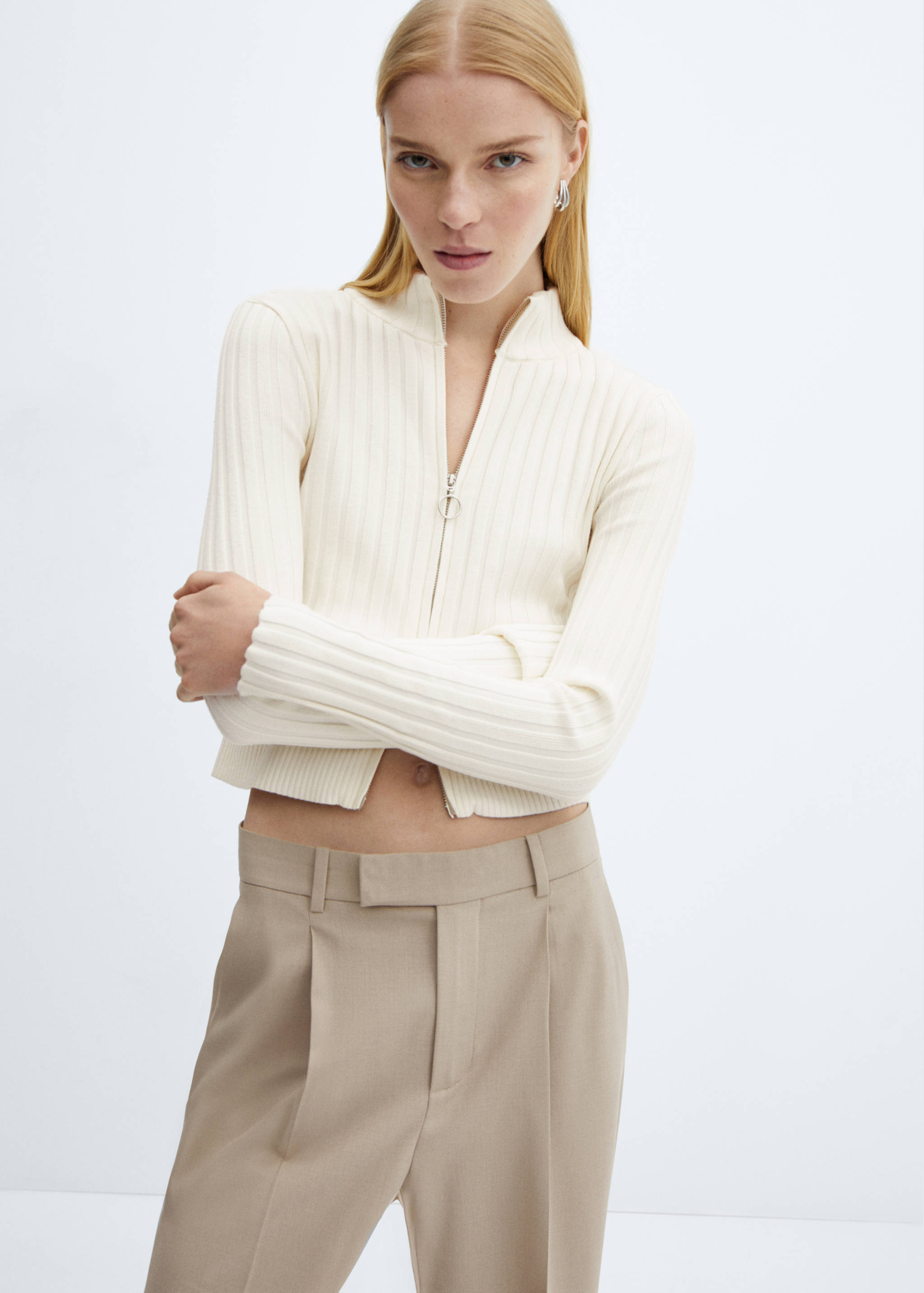 Zipper crop cardigan - Medium plane