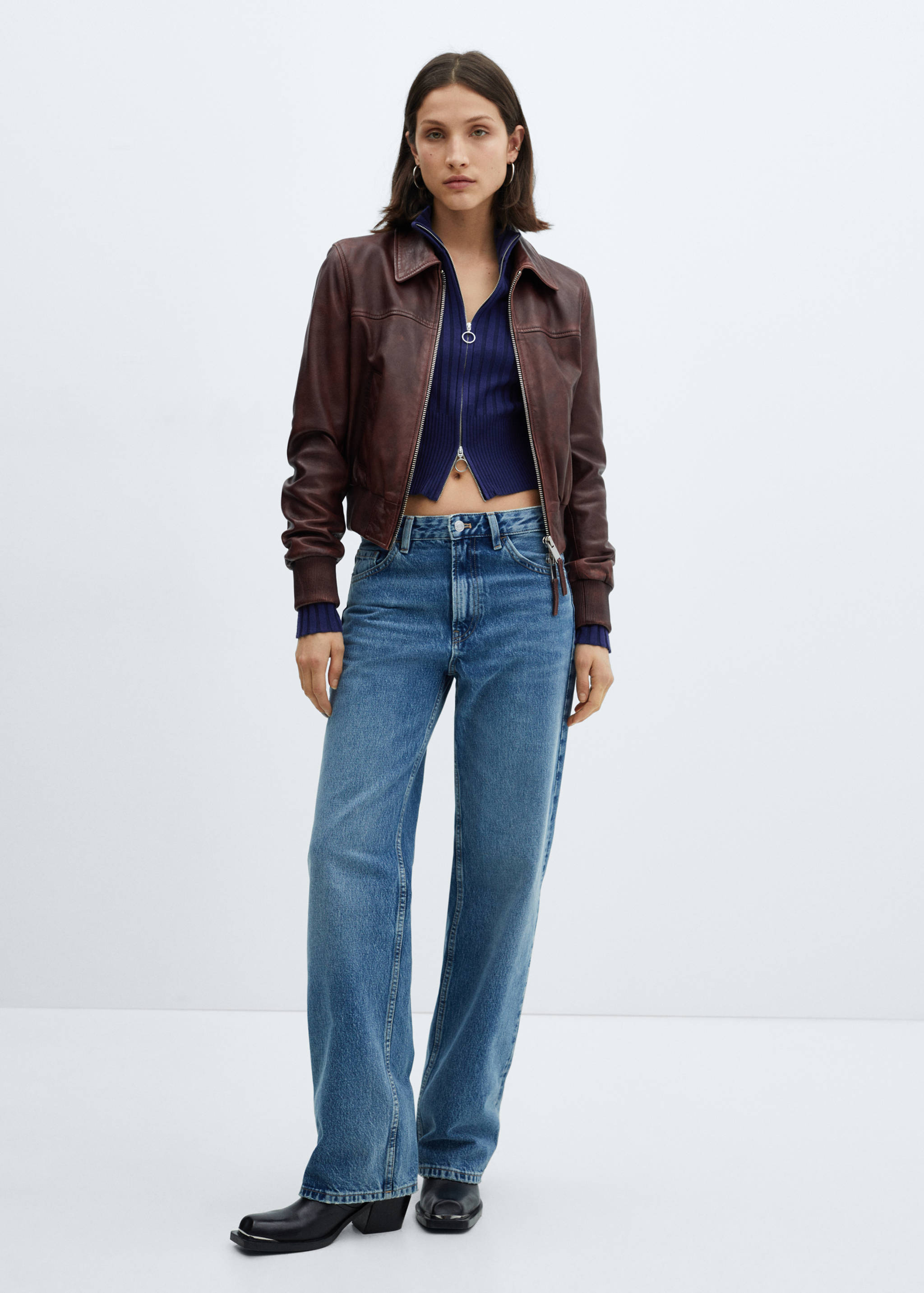 Zipper crop cardigan - General plane