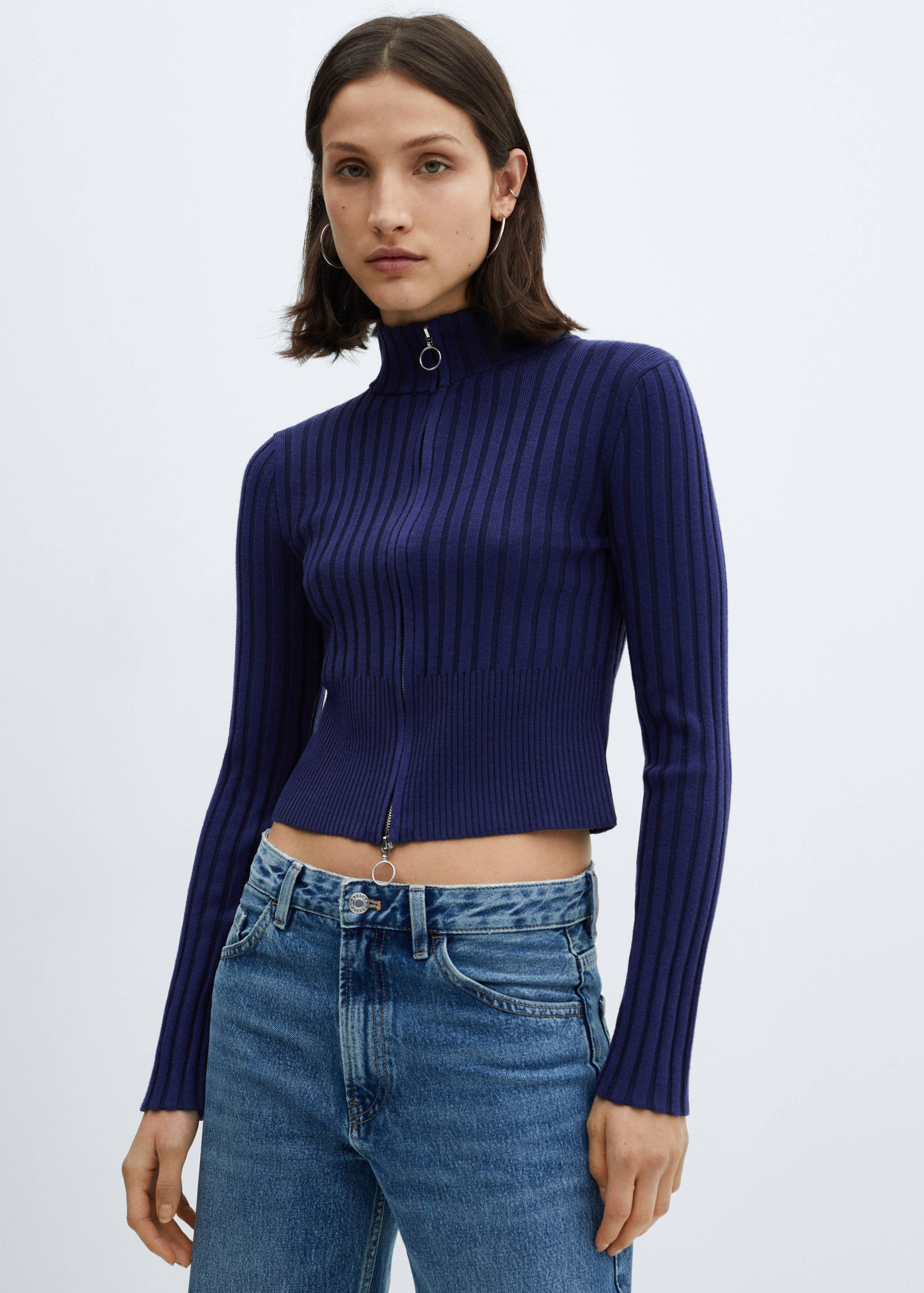 Zipper crop cardigan - Medium plane