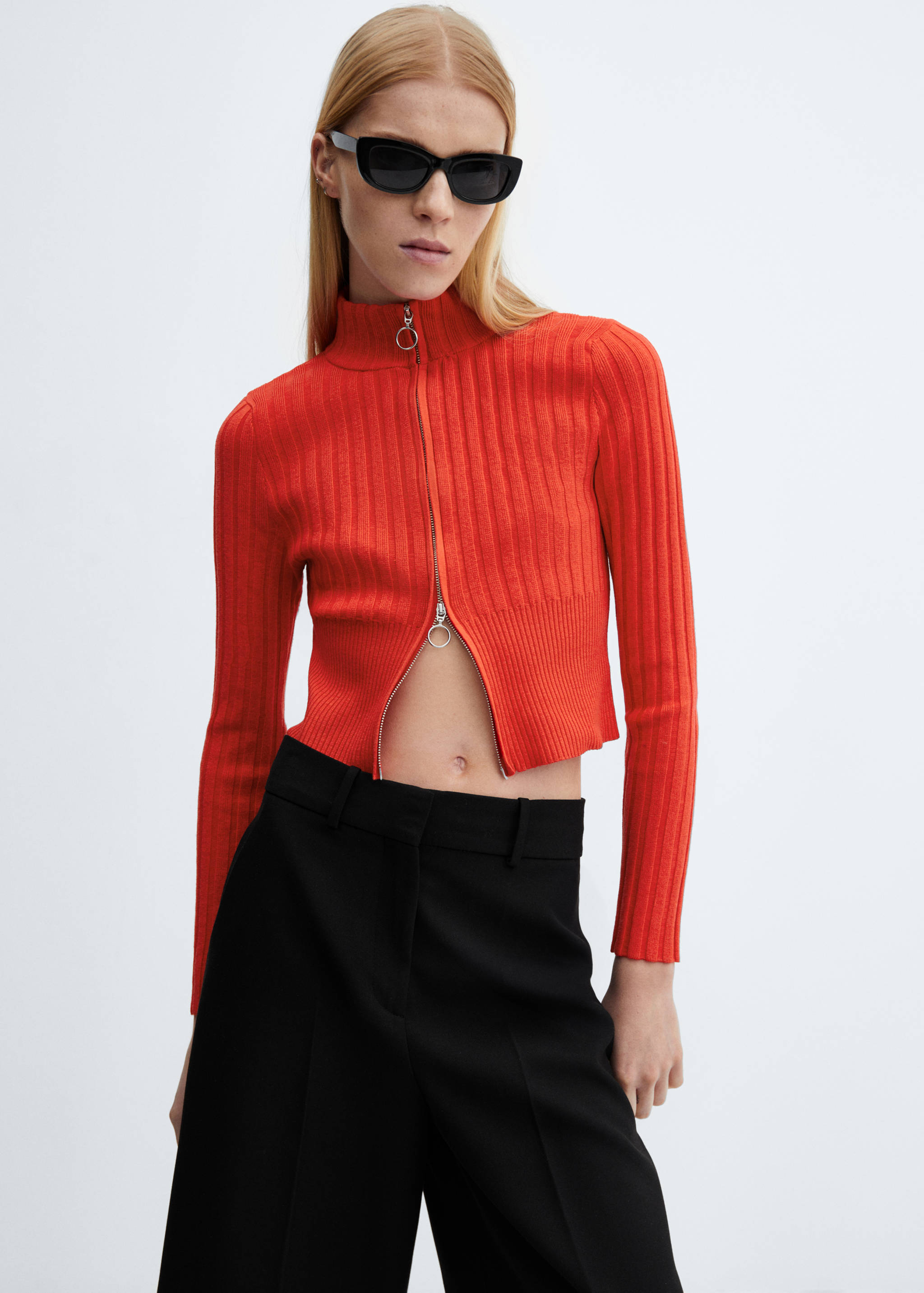 Zipper crop cardigan - Medium plane