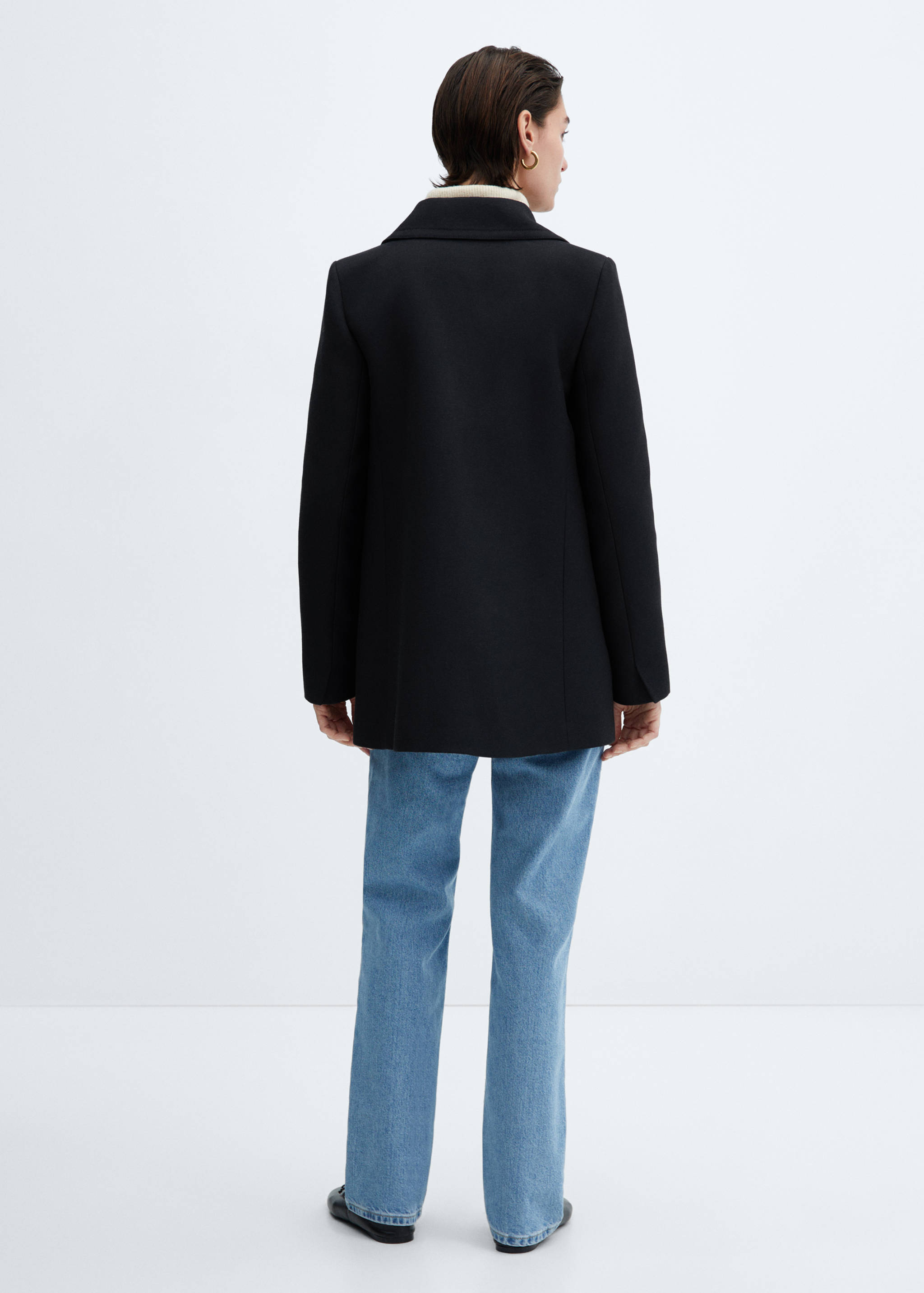 衬衫领纽扣大衣 - null