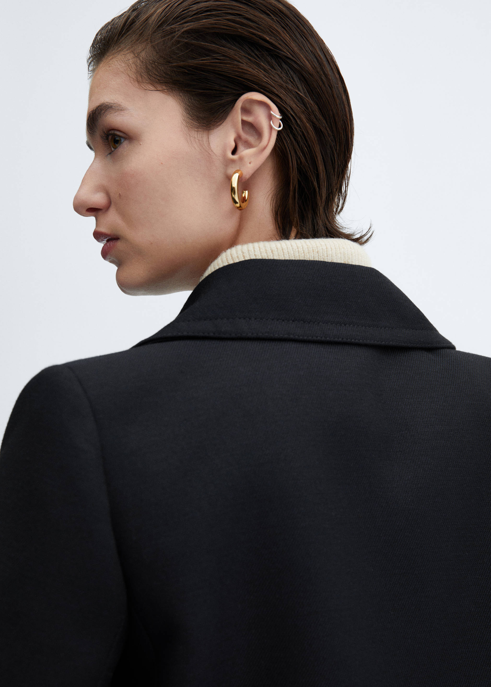 衬衫领纽扣大衣 - null