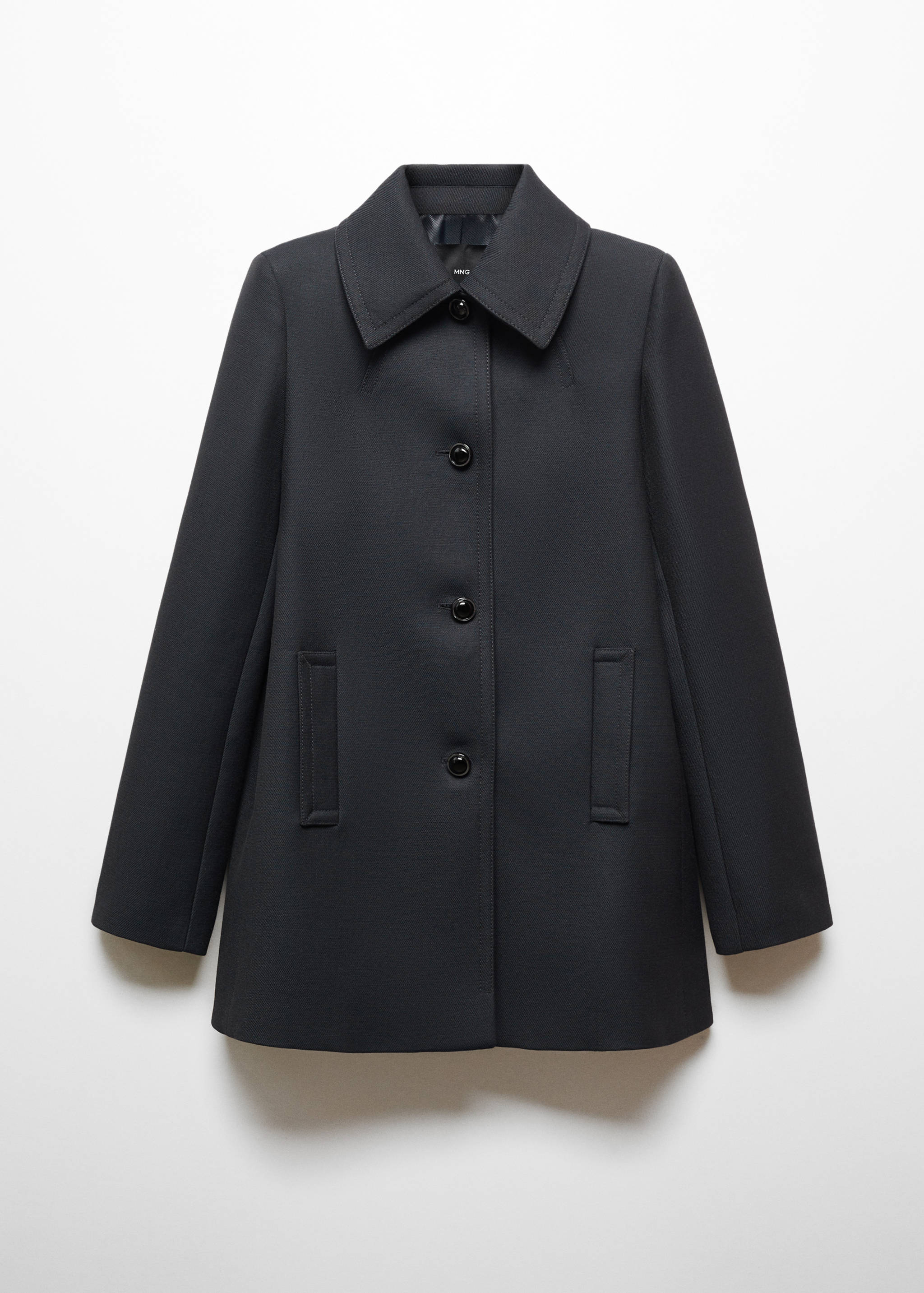 衬衫领纽扣大衣 - null