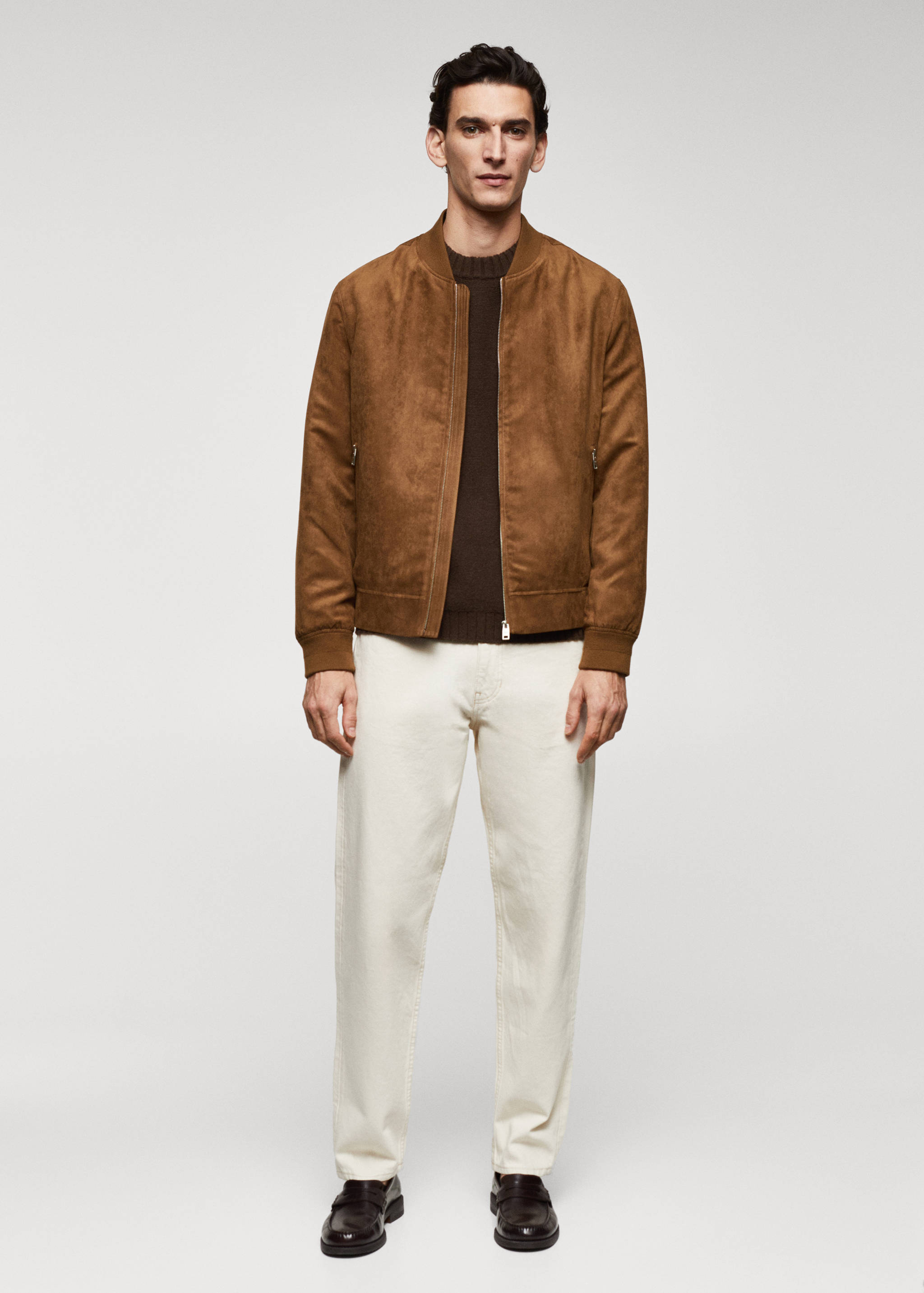 Suede-effect bomber jacket - General plane