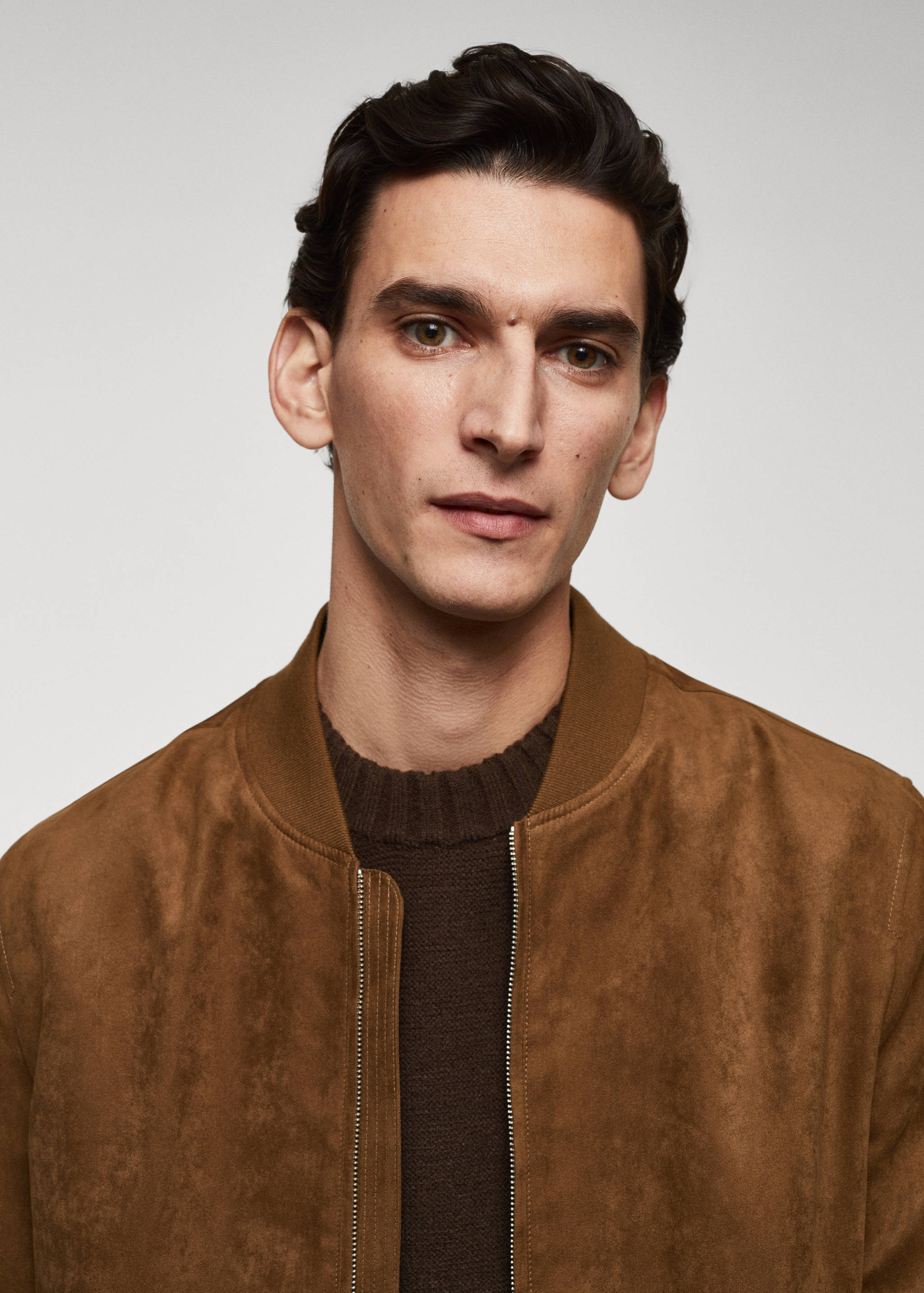 Suede-effect bomber jacket - Details of the article 1