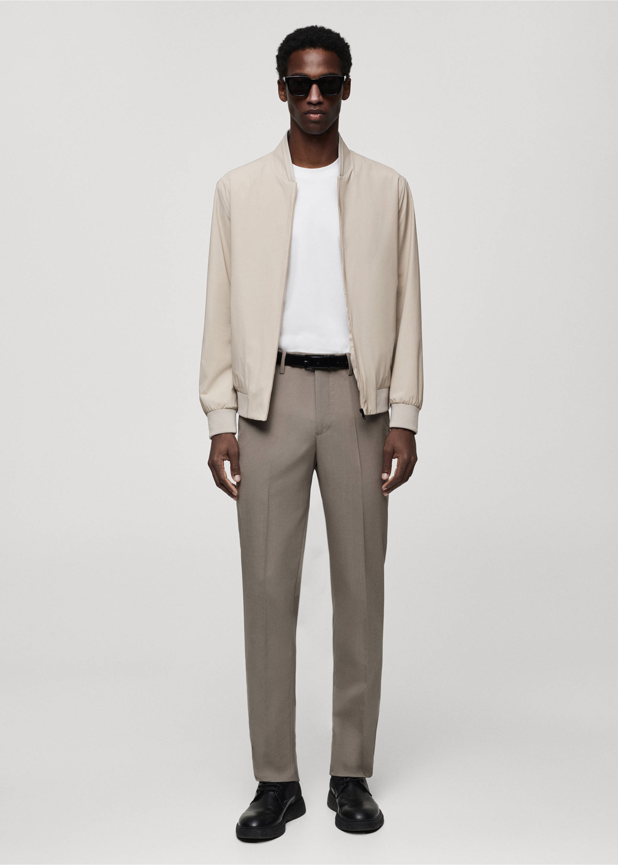Stretch water-repellent bomber jacket - General plane, Light/Pastel Grey. Ref: 67044440-00.