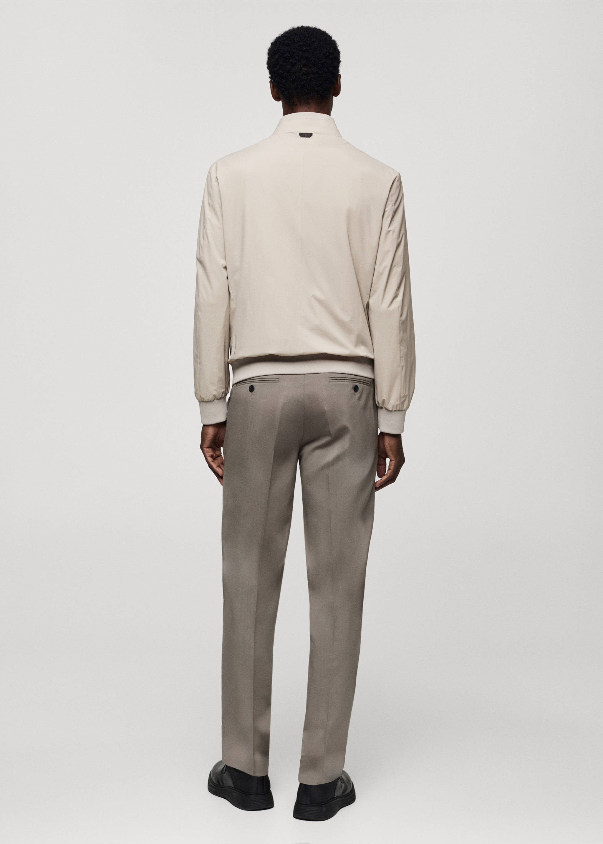 Stretch water-repellent bomber jacket - Reverse of the article, Light/Pastel Grey. Ref: 67044440-00.