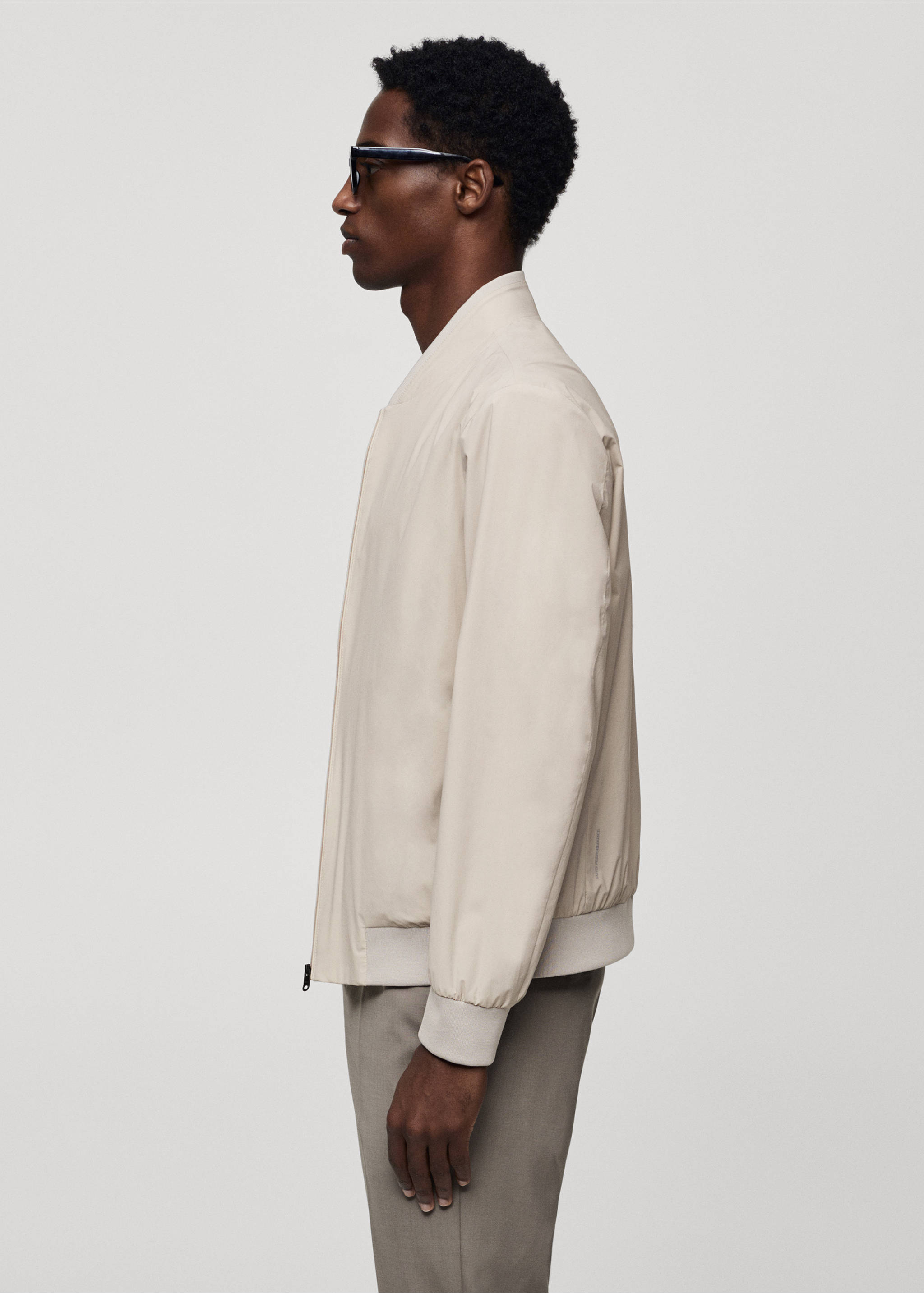 Stretch water-repellent bomber jacket - Details of the article 2, Light/Pastel Grey. Ref: 67044440-00.