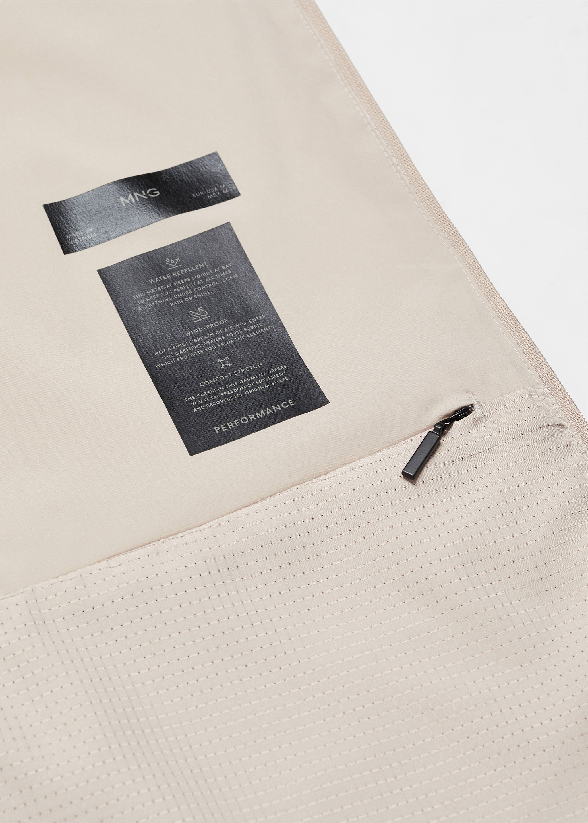 Stretch water-repellent bomber jacket - Details of the article 8, Light/Pastel Grey. Ref: 67044440-00.