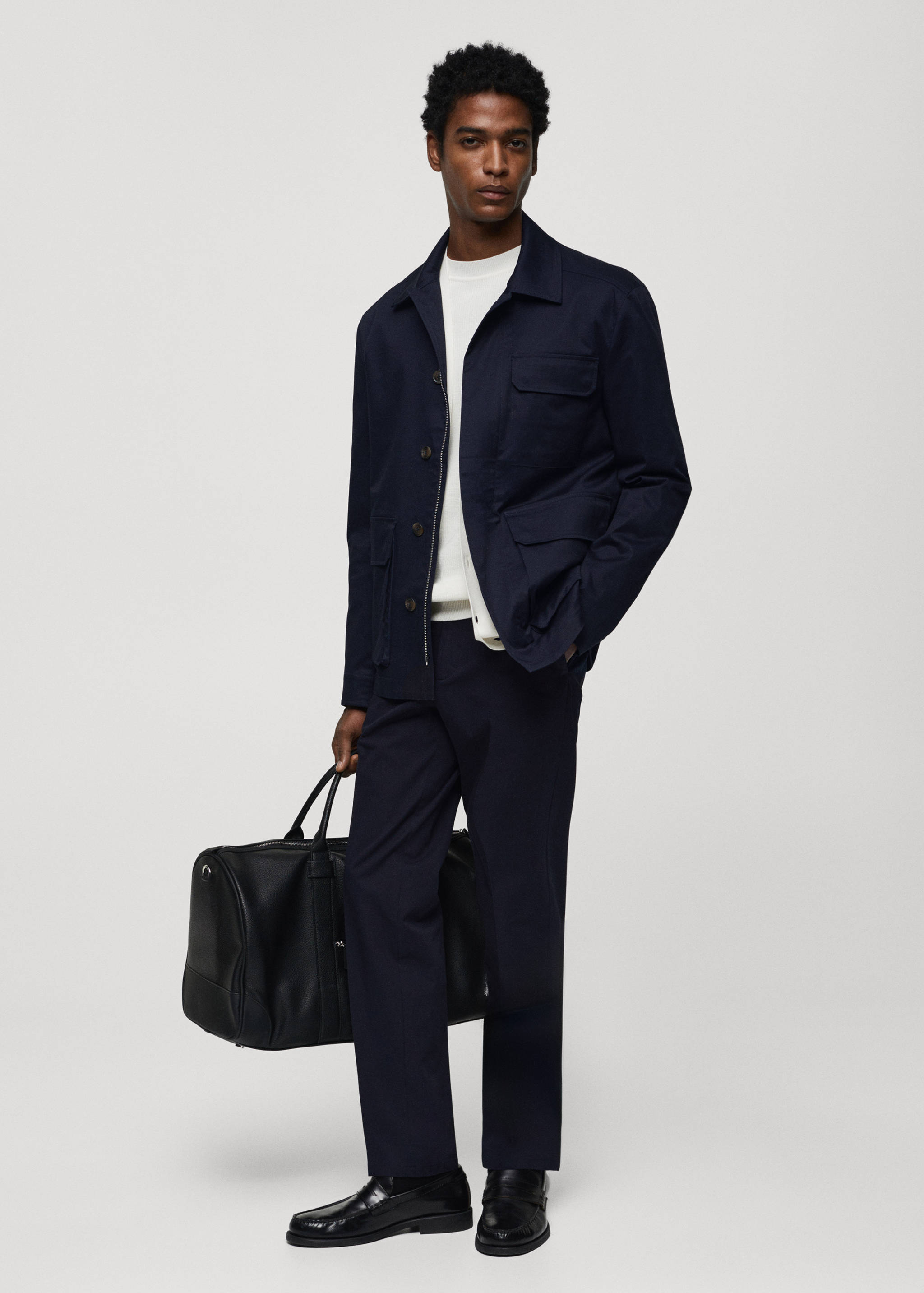 Pocketed cotton overshirt - General plane