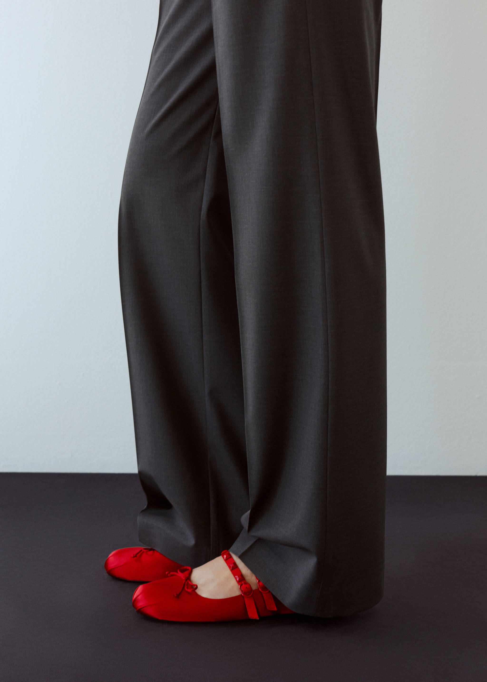 Satin ballet flats with studs - General plane