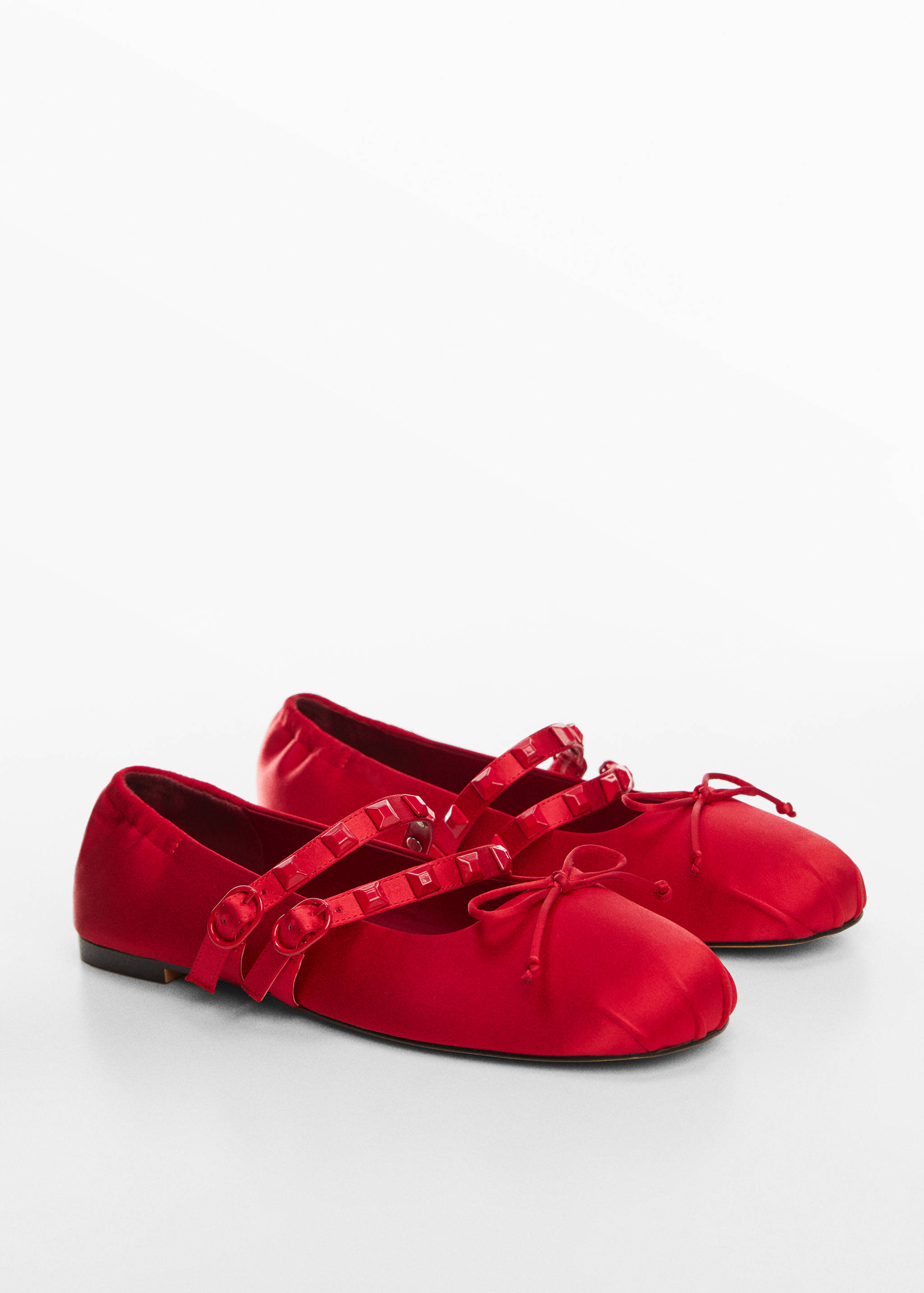 Satin ballet flats with studs - Medium plane
