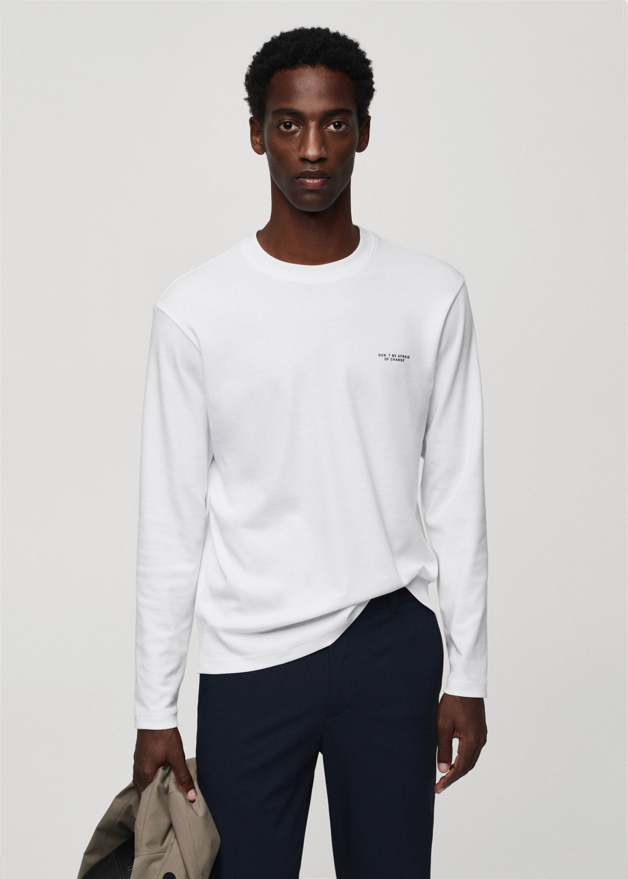 T-shirt 100 % coton détail imprimé - Plan moyen