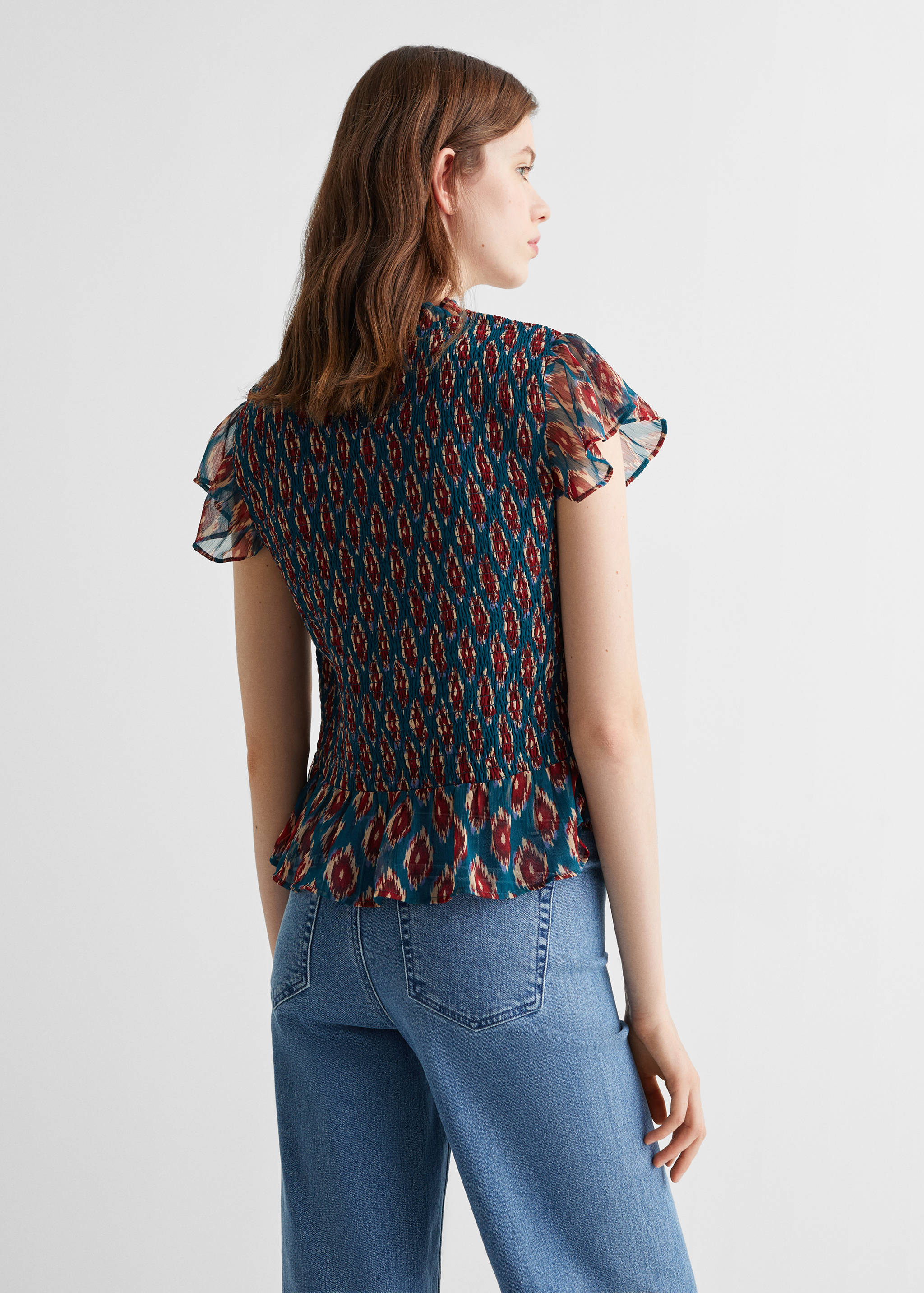 Frilled-sleeve ruched blouse - Reverse of the article