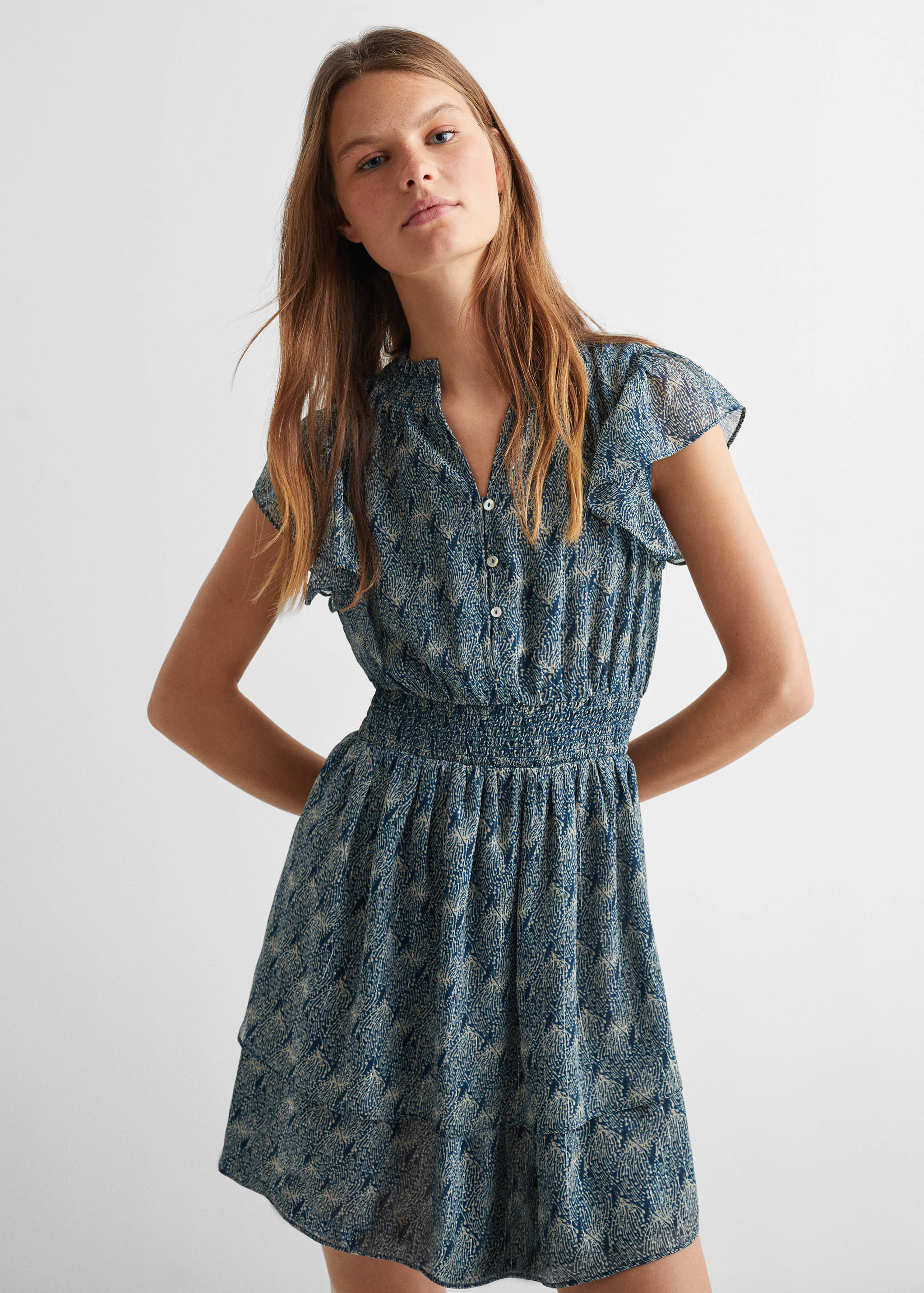 Vestido estampado volantes - Plano medio