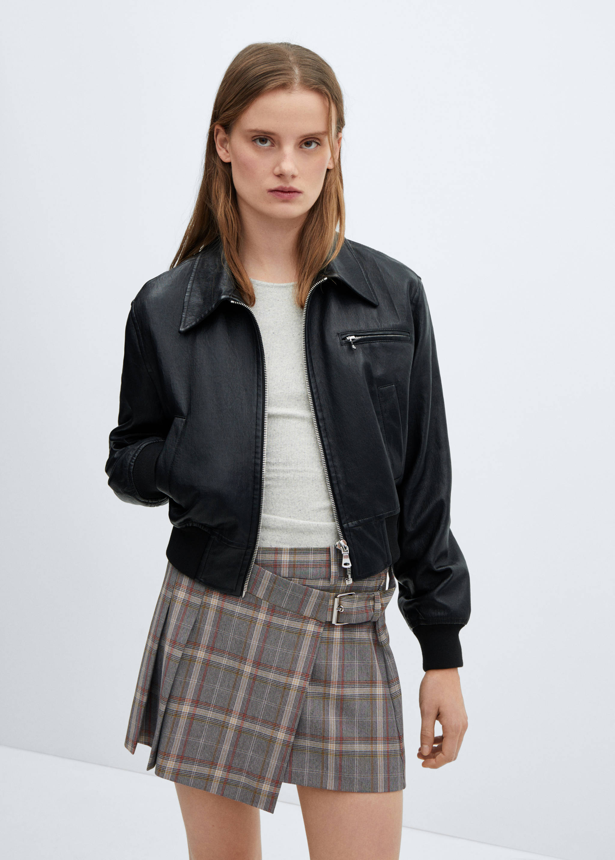 格纹迷你裙 - null