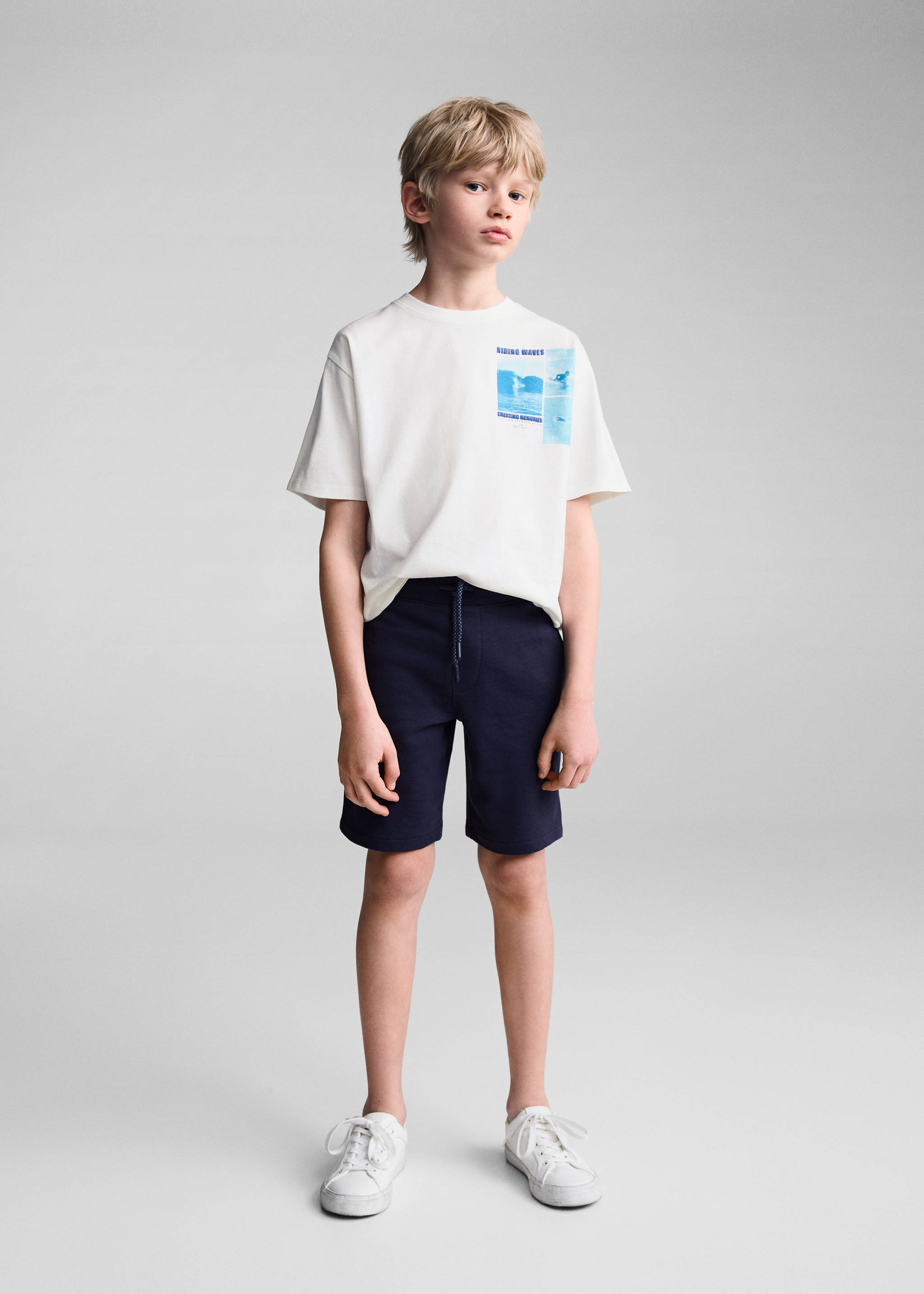 Bermuda coton taille élastique - Plan général