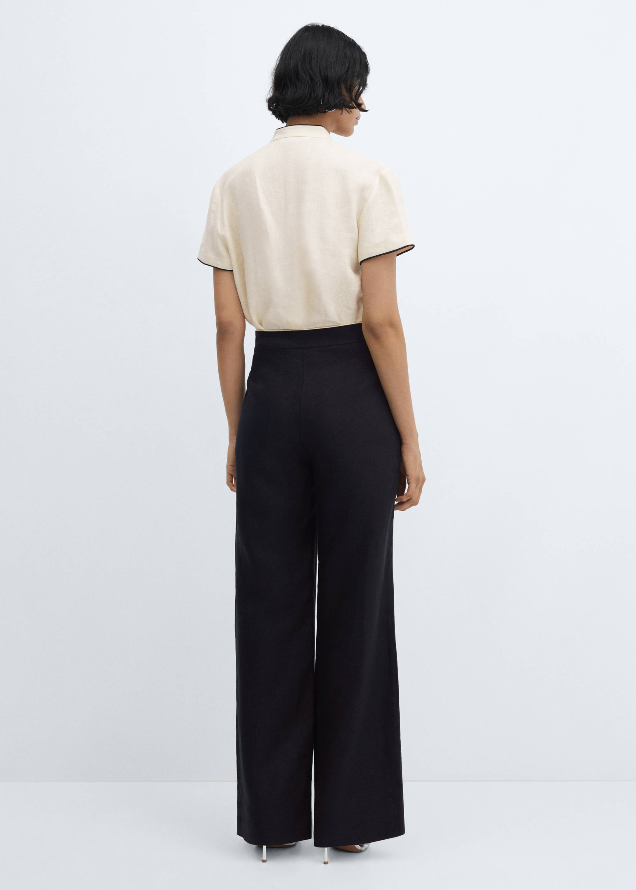 Contrast trim linen trousers - Reverse of the article